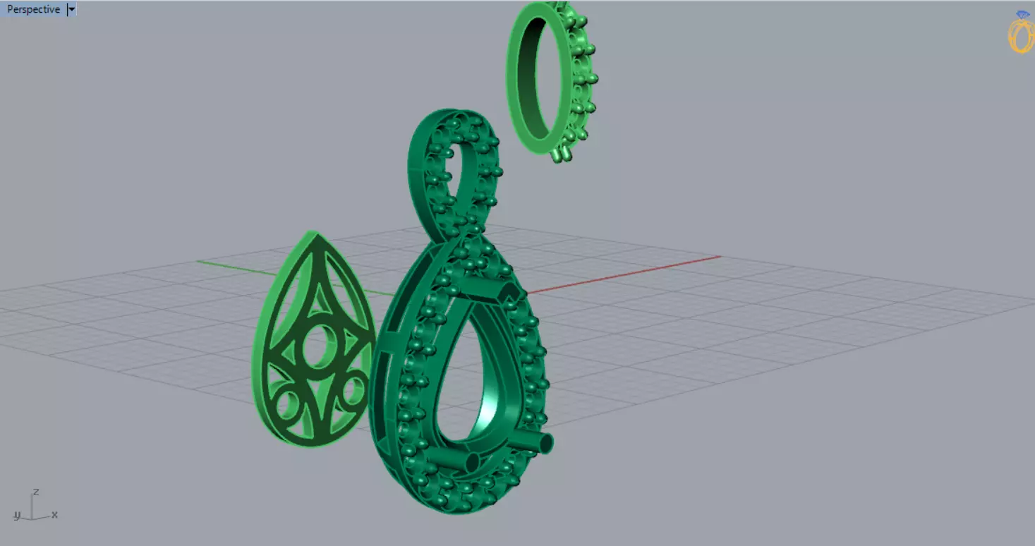 Yellow Gold stl 3dm Pendant Diamonds and Infinity Design jp0309 3D print model_6