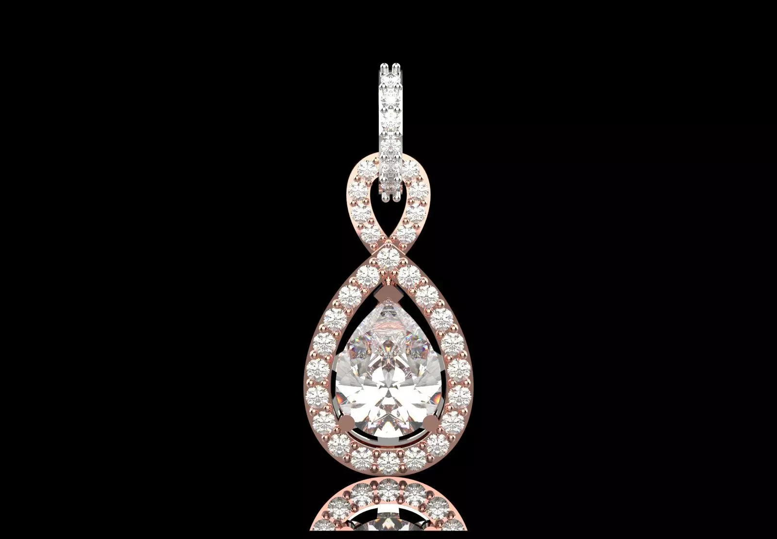 Yellow Gold stl 3dm Pendant Diamonds and Infinity Design jp0309 3D print model_16