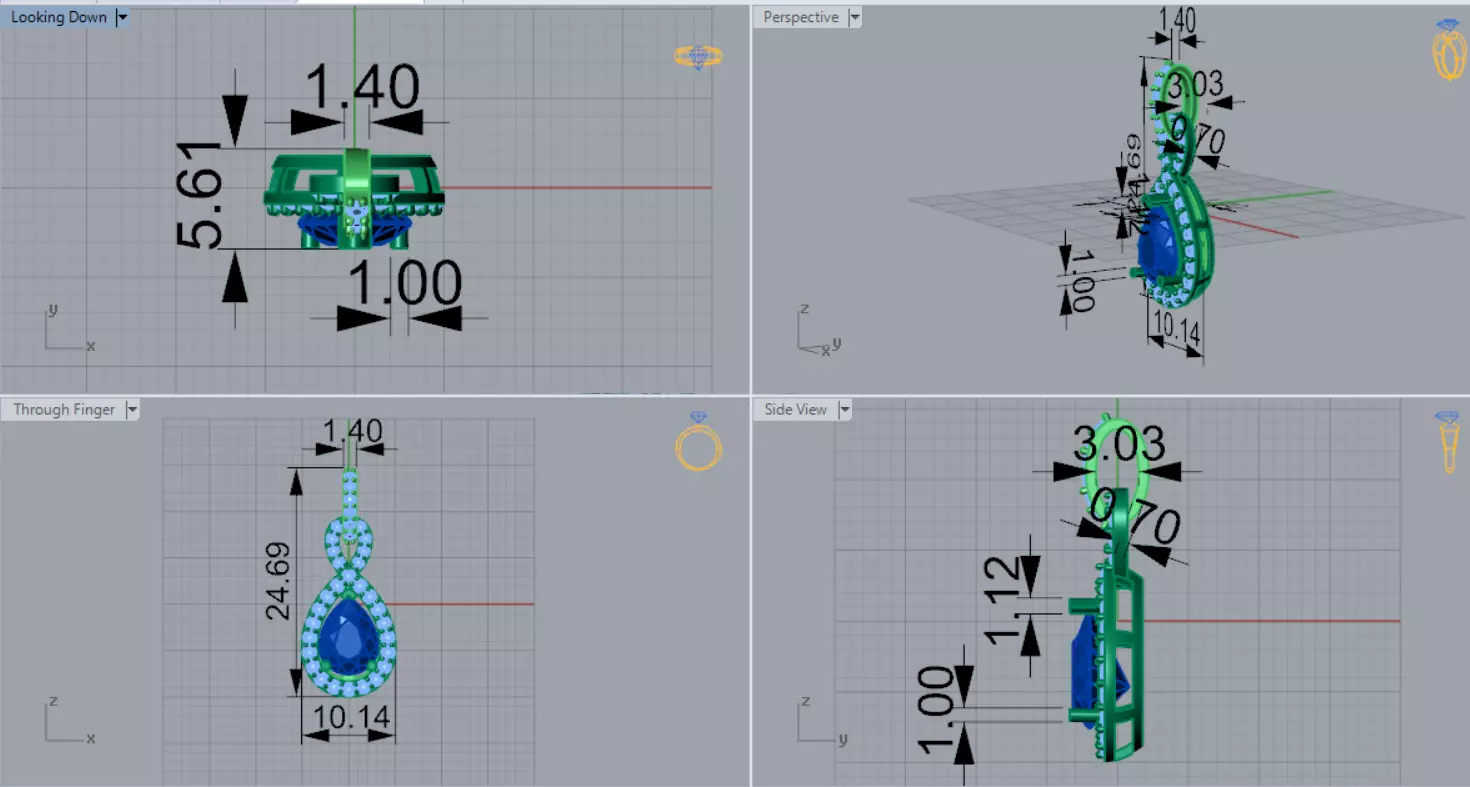 Yellow Gold stl 3dm Pendant Diamonds and Infinity Design jp0309 3D print model_8