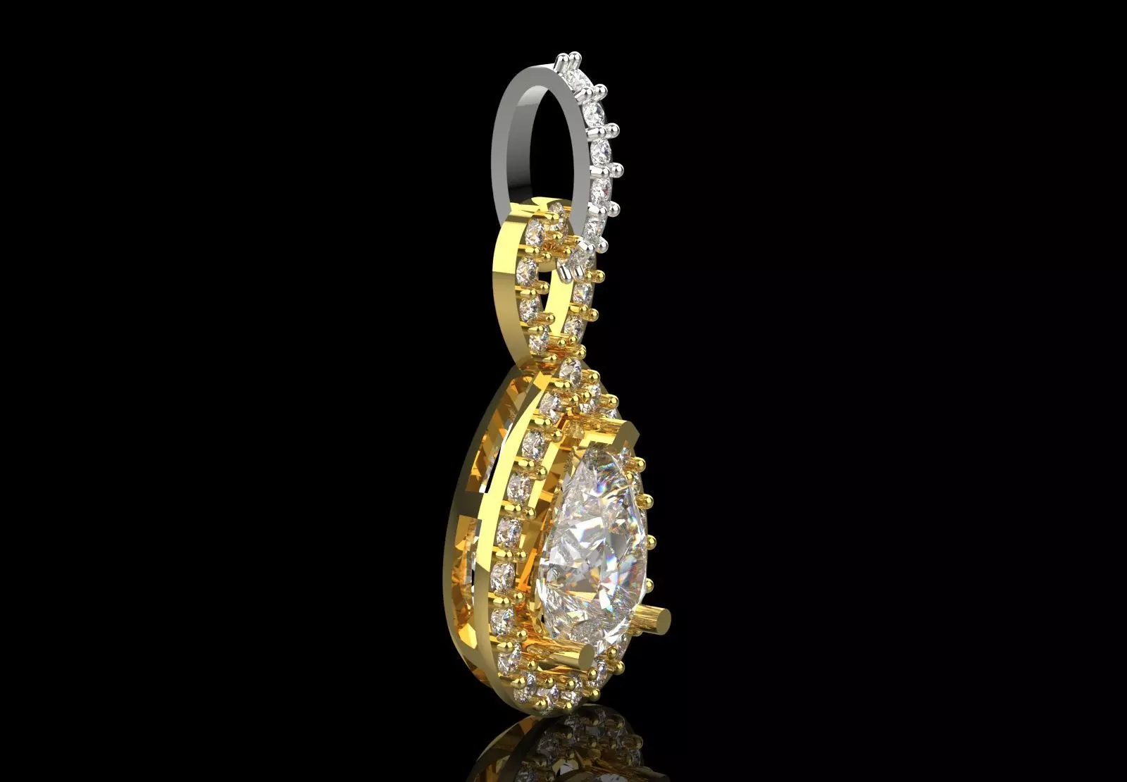 Yellow Gold stl 3dm Pendant Diamonds and Infinity Design jp0309 3D print model_3