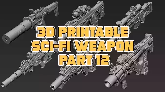 3D Printable Sci-Fi Weapon Part 12 3D model