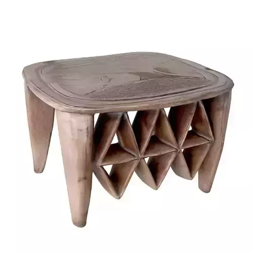 Vintage Large Tribal Nupe Stool white