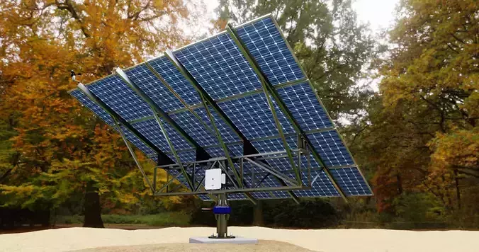 Solar Tracker Pole-2x4 Panel Layout-SOLAR-SIM V01 Low-poly 3D model