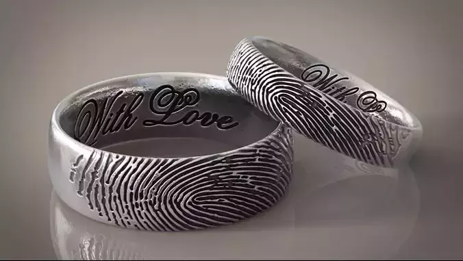 Fingerprint ring Wedding ring With Love STL 3d model  3D print model