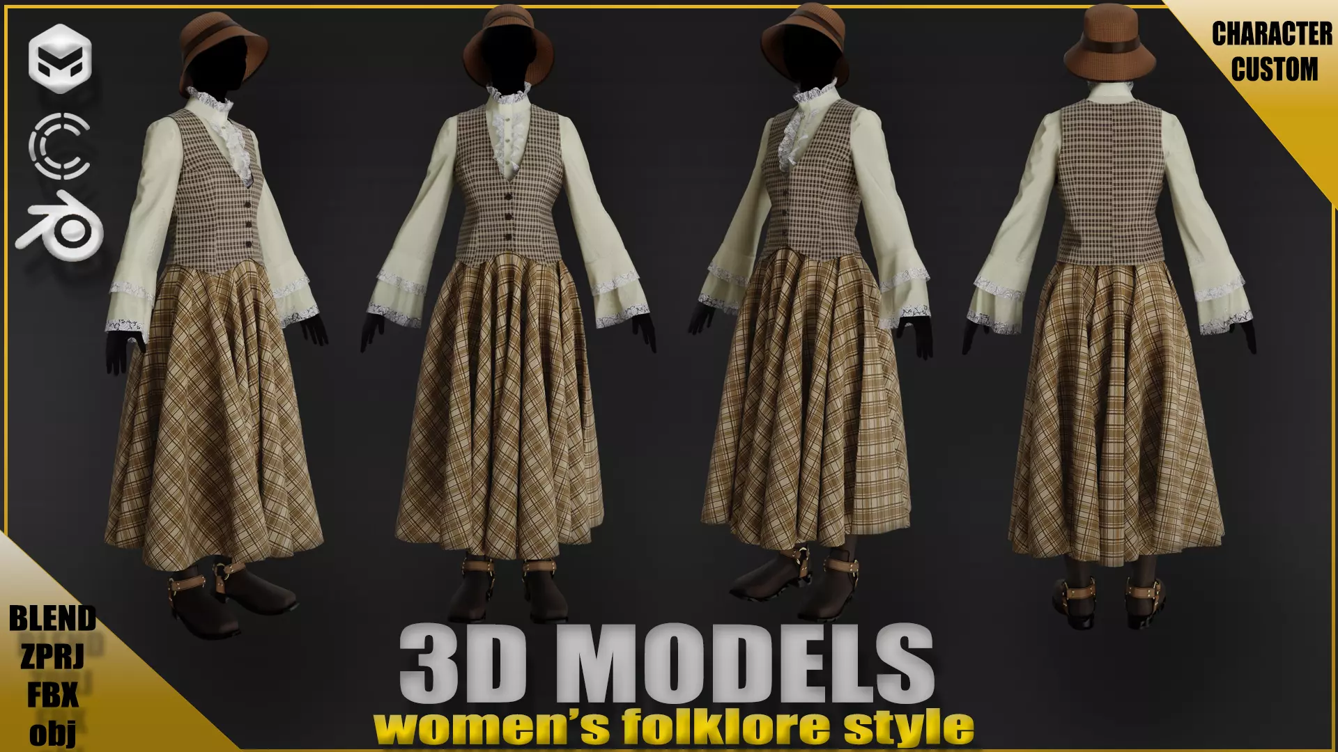 womens folklore style 3D model