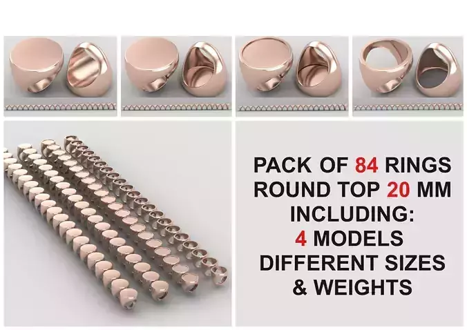 Pack of 84 rings round top 20mm in all sizes 186-MWCG
