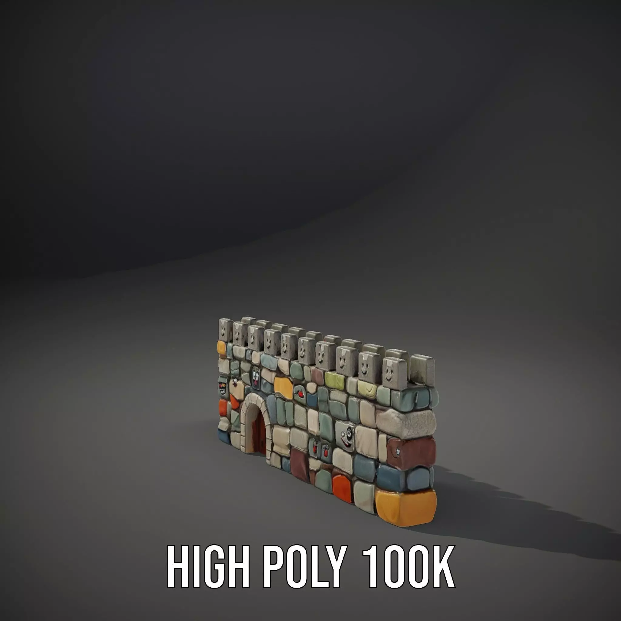 Cheerful Stone Wall model pack Low-poly 3D model_9