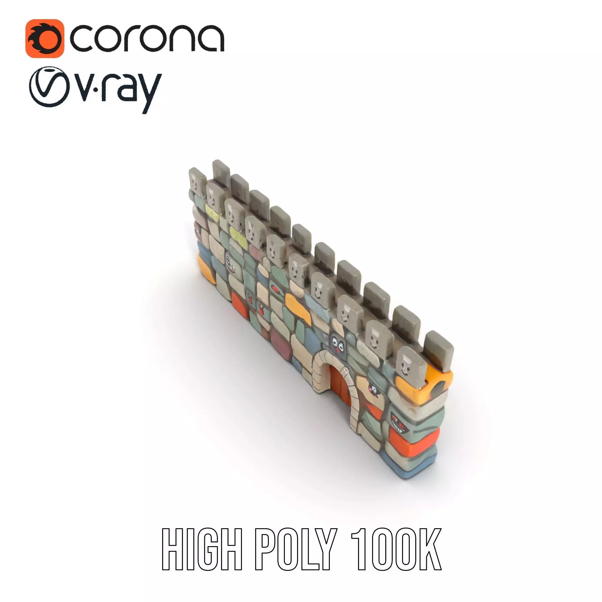 Cheerful Stone Wall model pack Low-poly 3D model_19