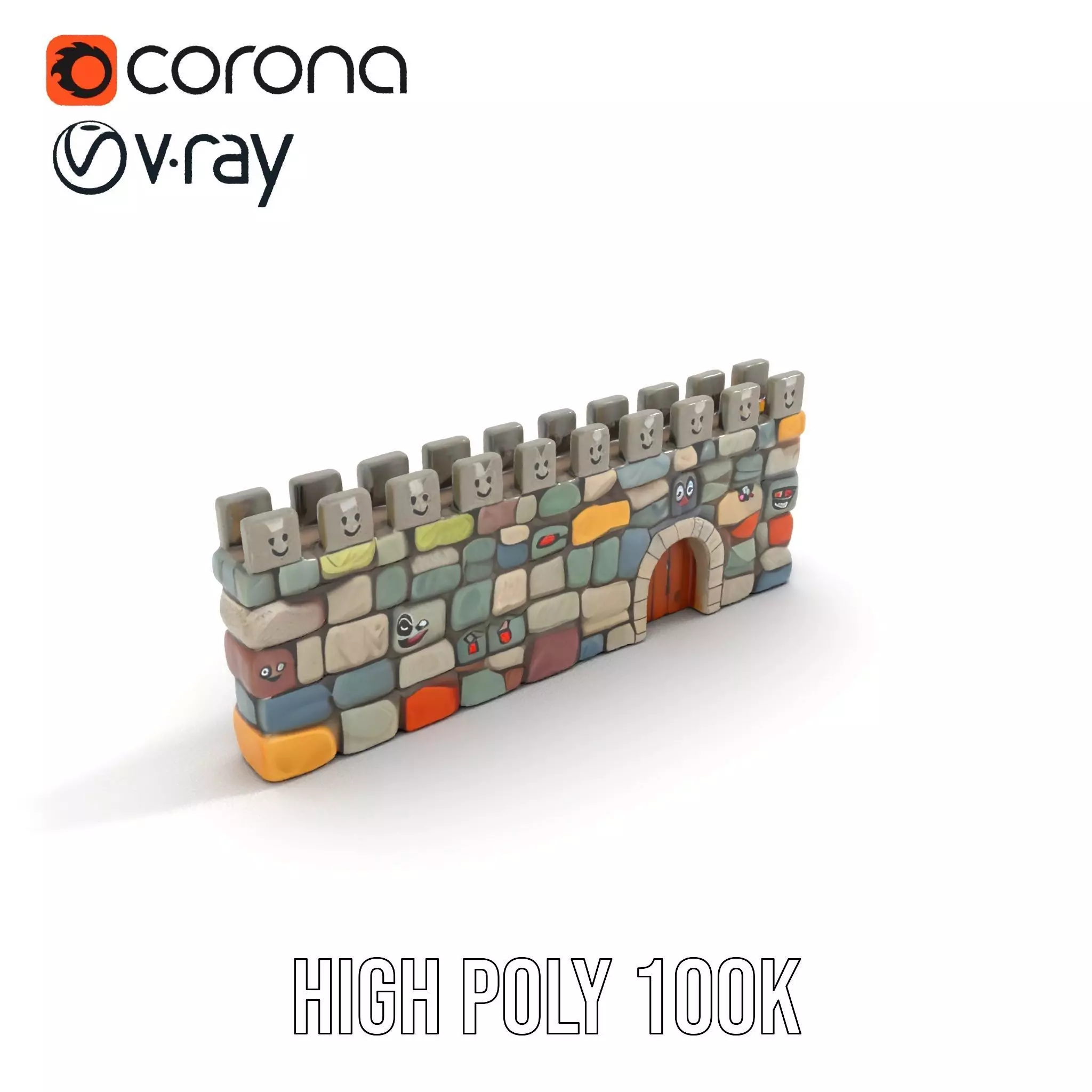 Cheerful Stone Wall model pack Low-poly 3D model_16