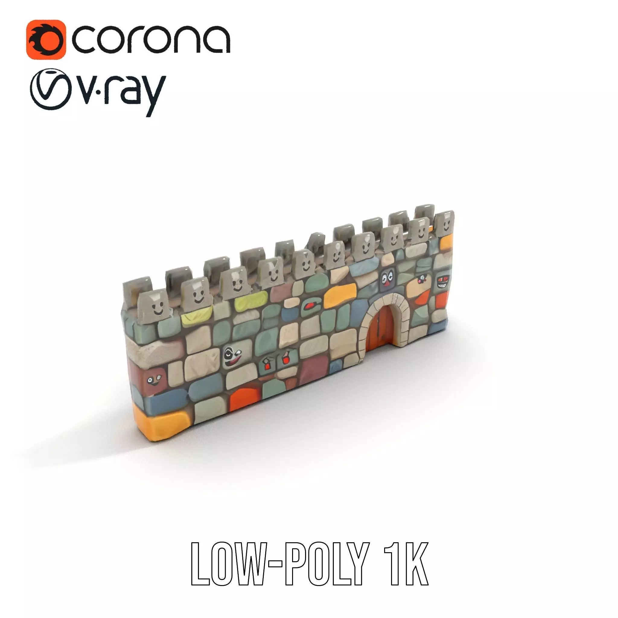 Cheerful Stone Wall model pack Low-poly 3D model_10