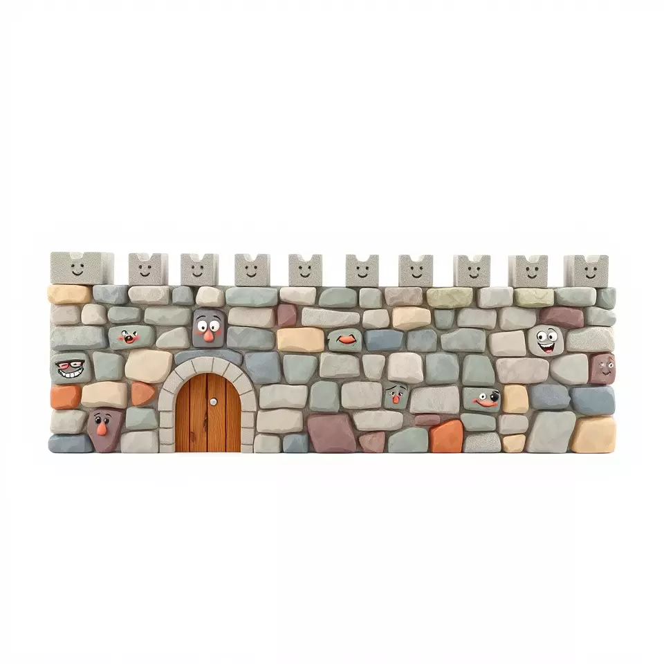 Cheerful Stone Wall model pack Low-poly 3D model_3