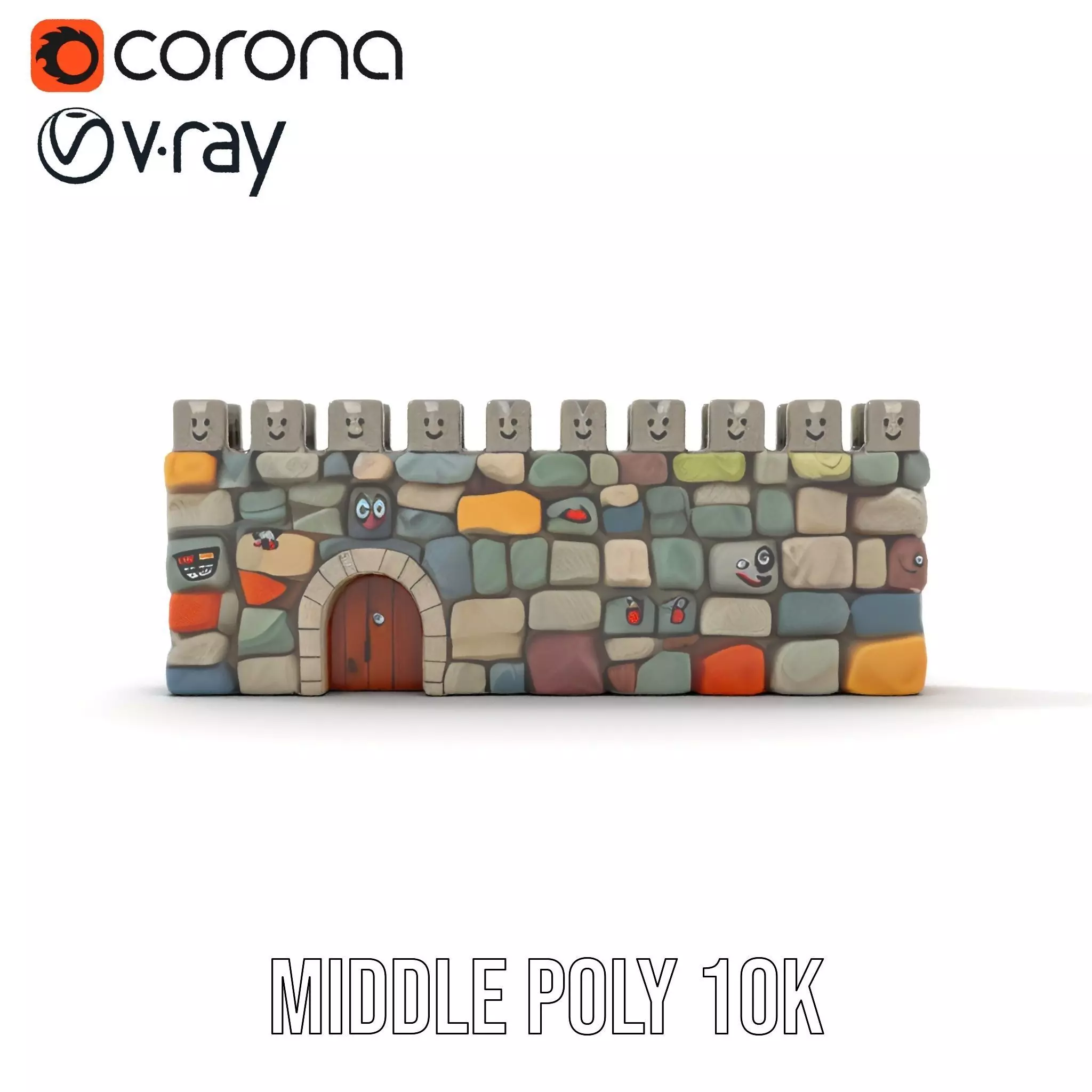 Cheerful Stone Wall model pack Low-poly 3D model_20
