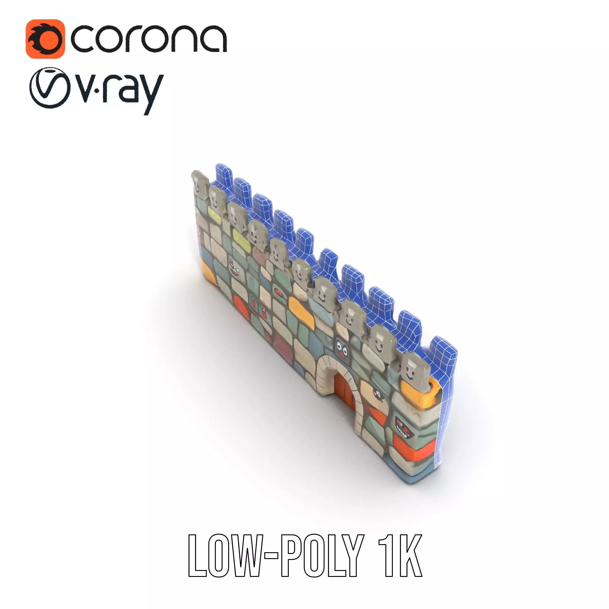 Cheerful Stone Wall model pack Low-poly 3D model_13