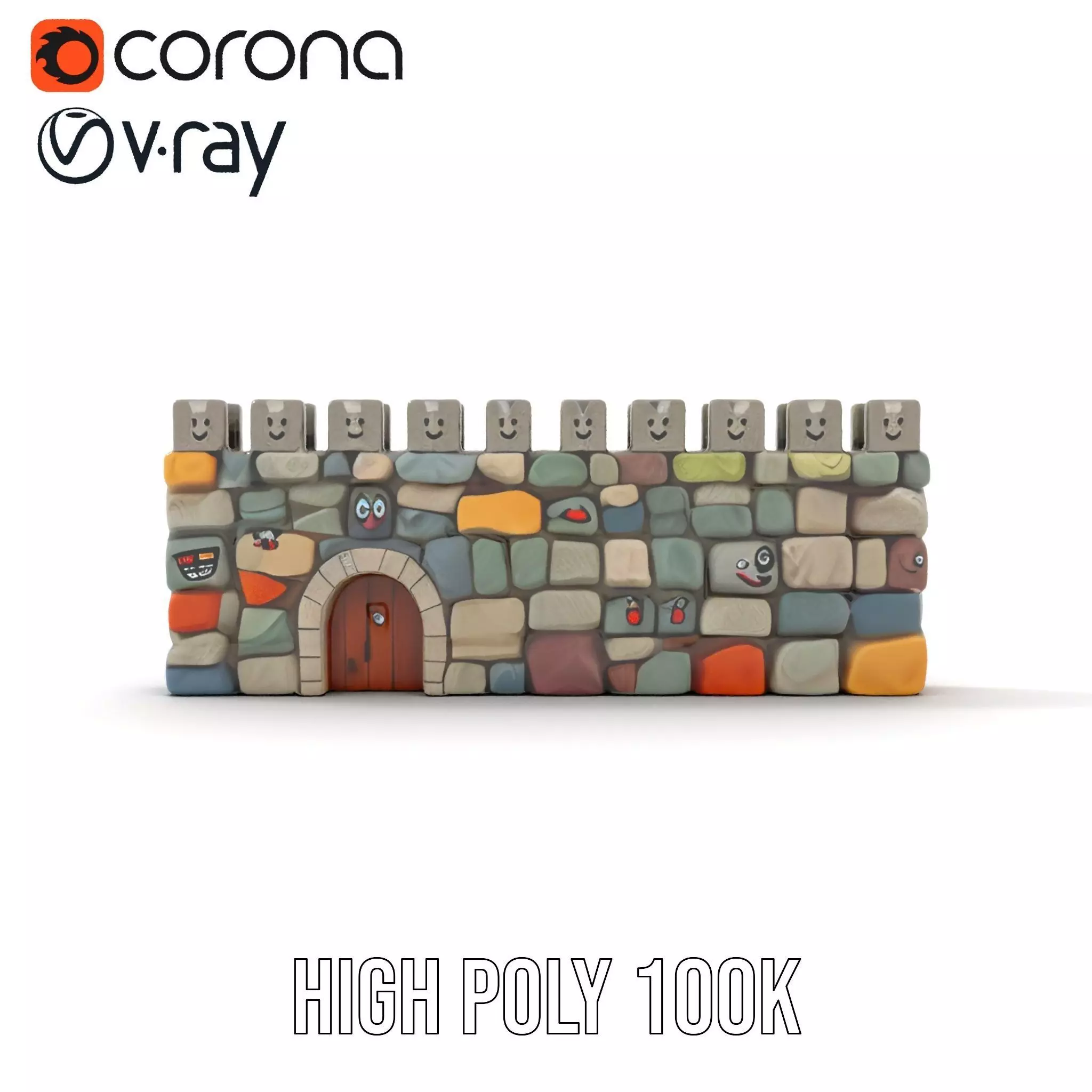 Cheerful Stone Wall model pack Low-poly 3D model_26