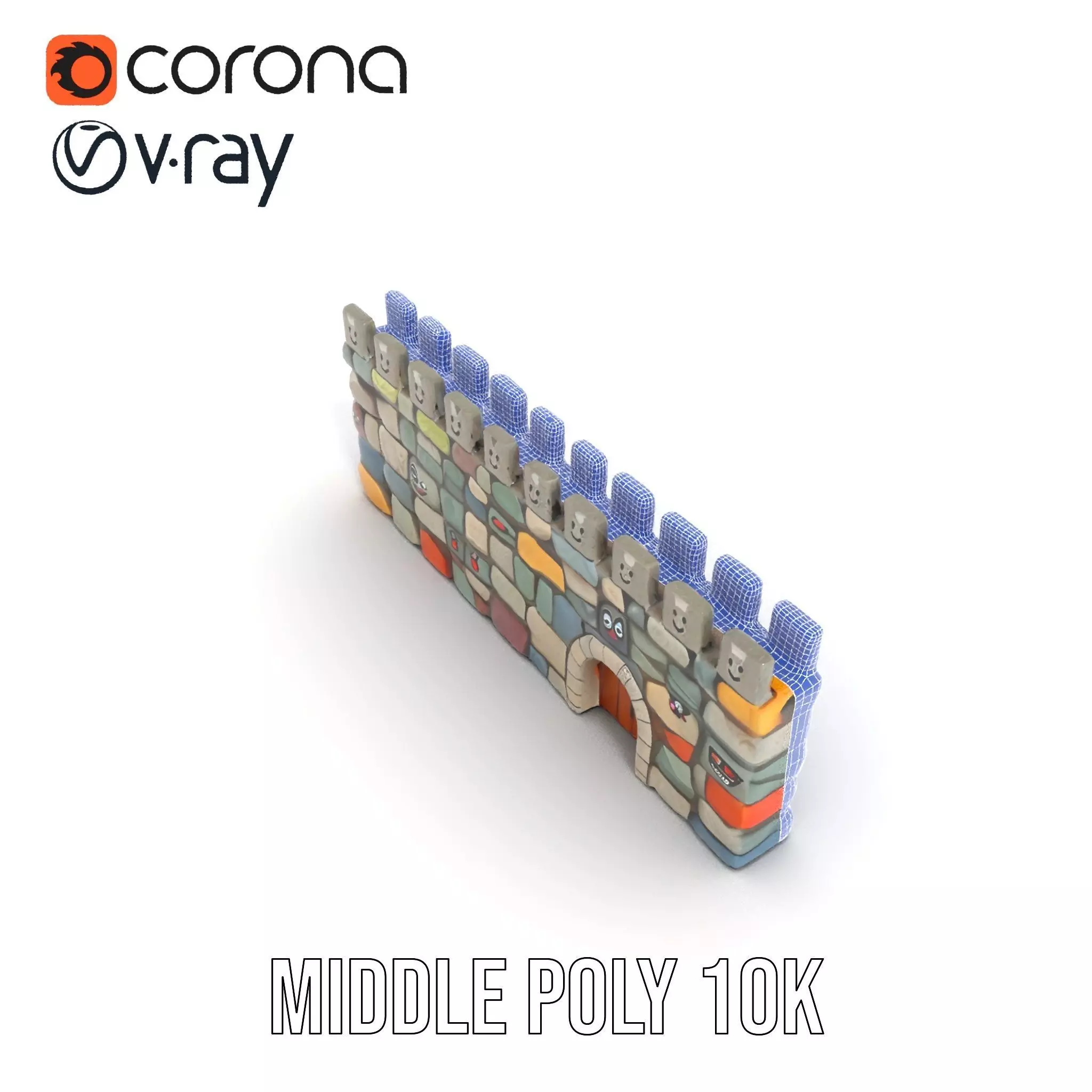 Cheerful Stone Wall model pack Low-poly 3D model_22