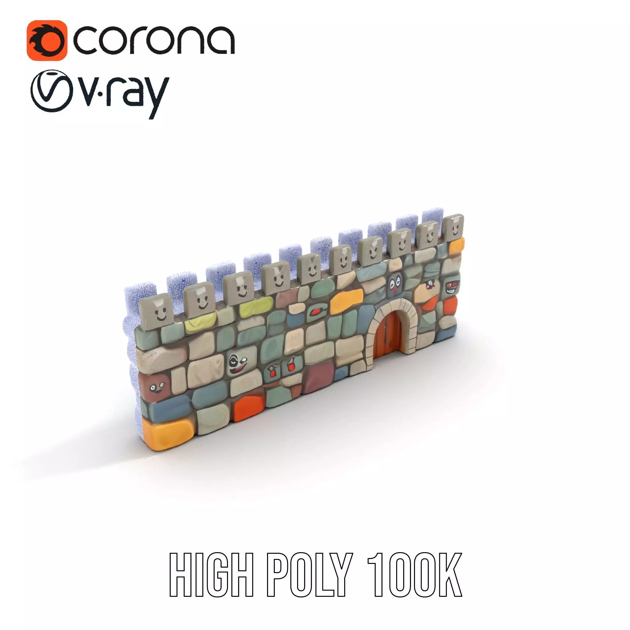 Cheerful Stone Wall model pack Low-poly 3D model_32