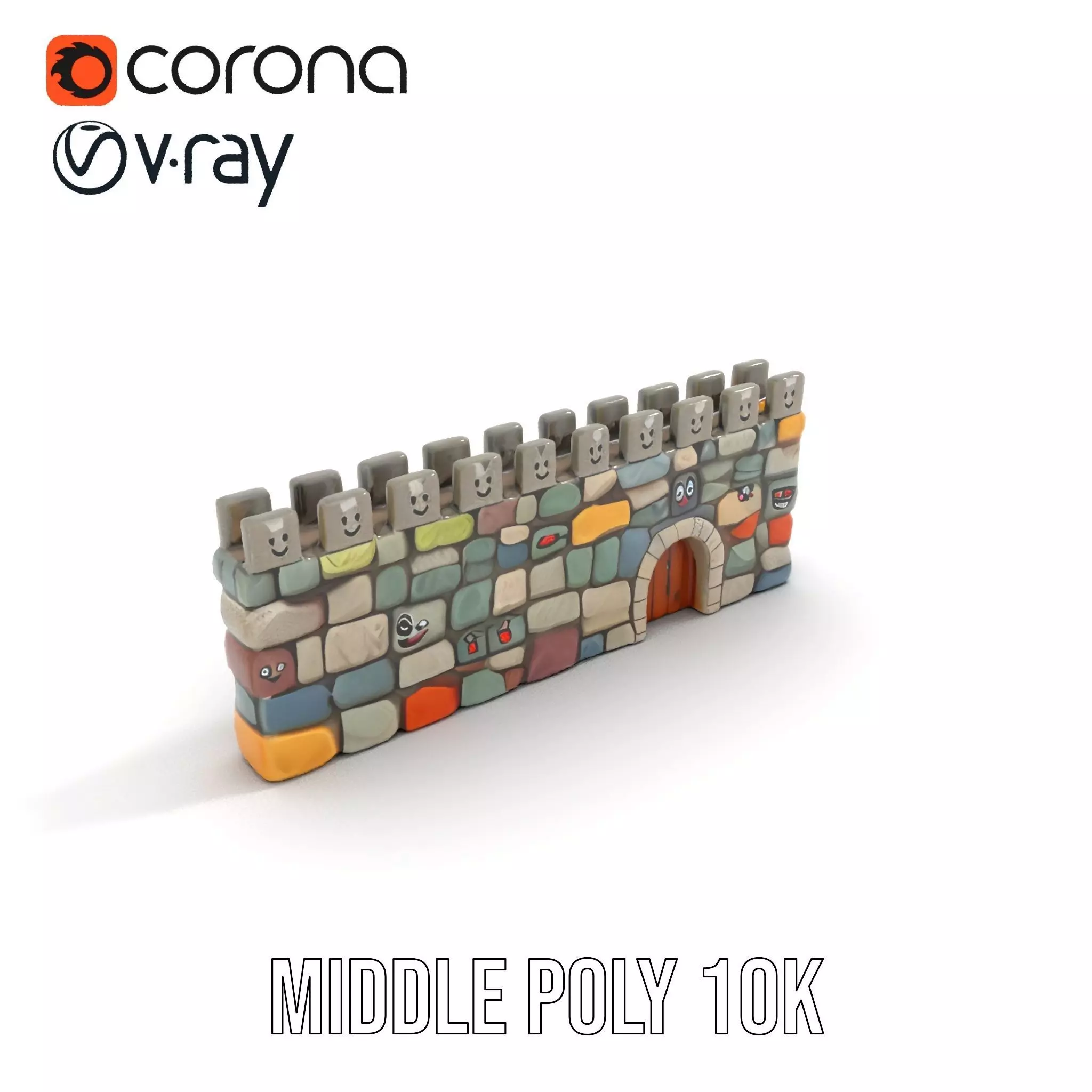 Cheerful Stone Wall model pack Low-poly 3D model_7