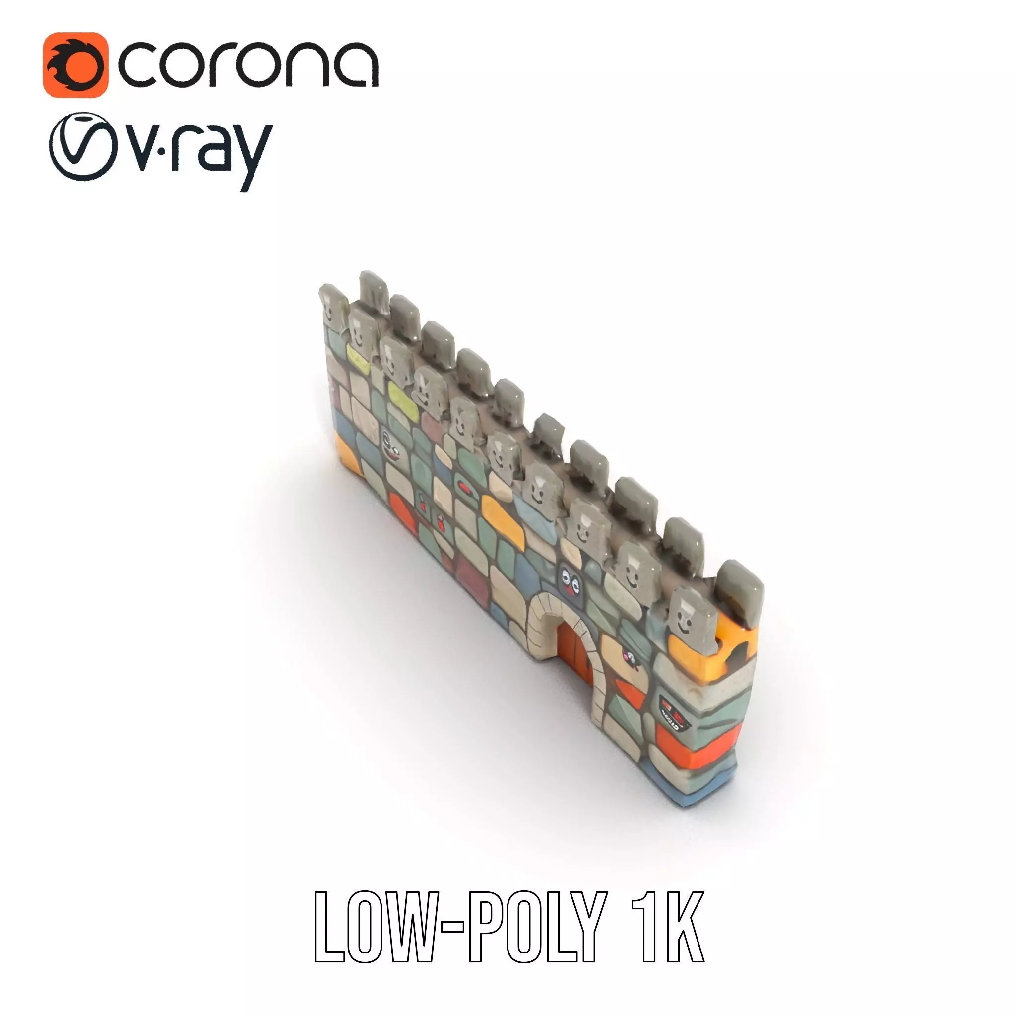 Cheerful Stone Wall model pack Low-poly 3D model_15