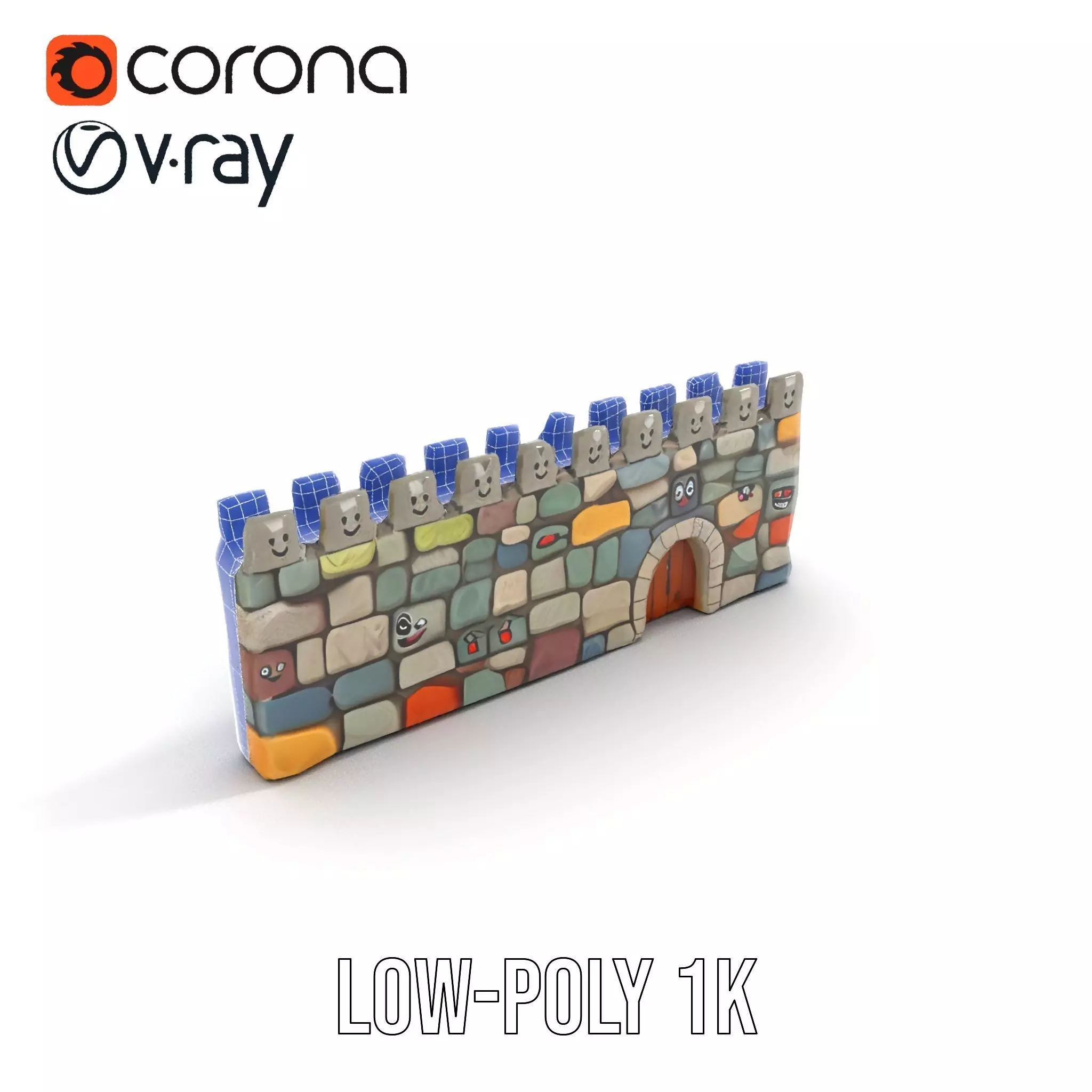 Cheerful Stone Wall model pack Low-poly 3D model_21