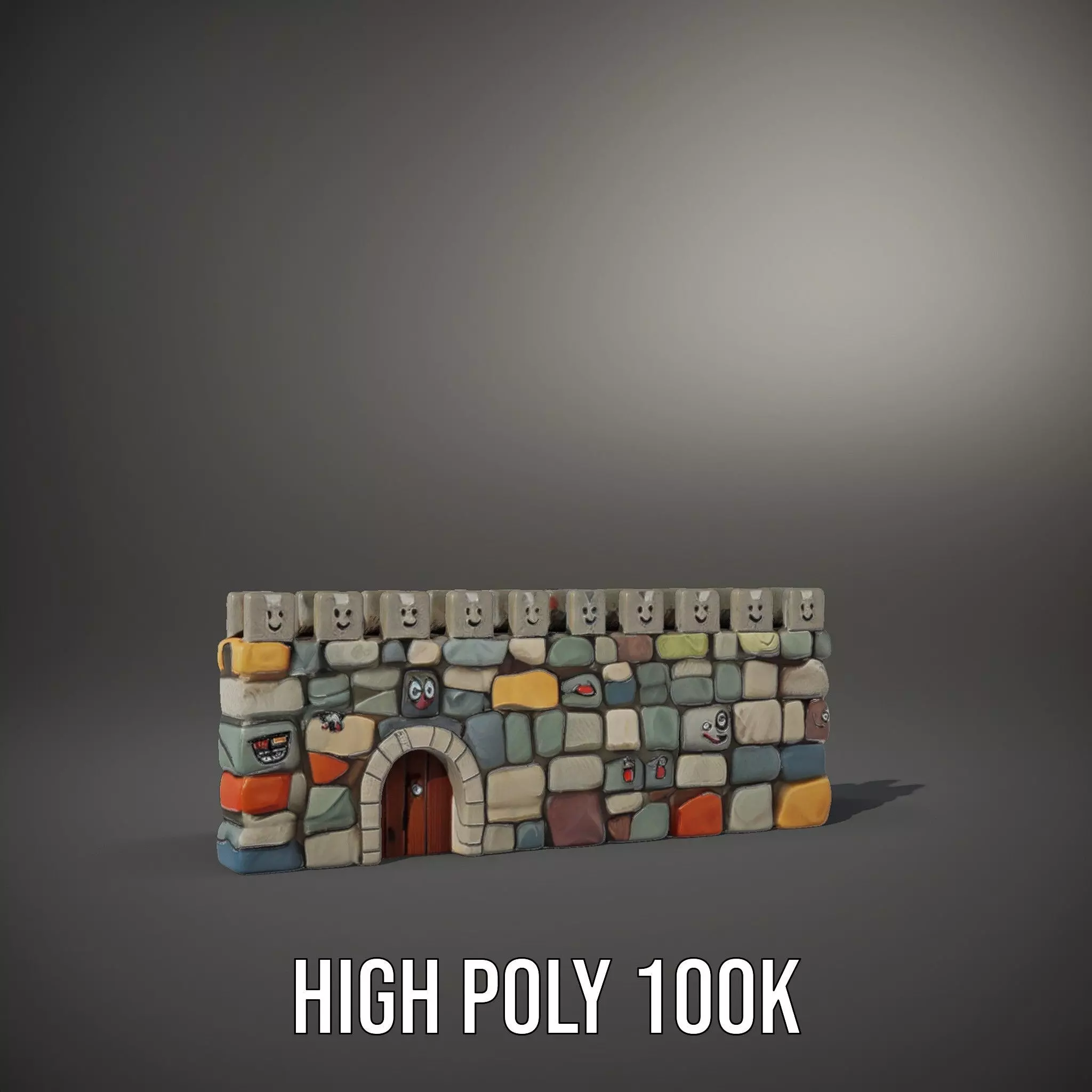 Cheerful Stone Wall model pack Low-poly 3D model_11