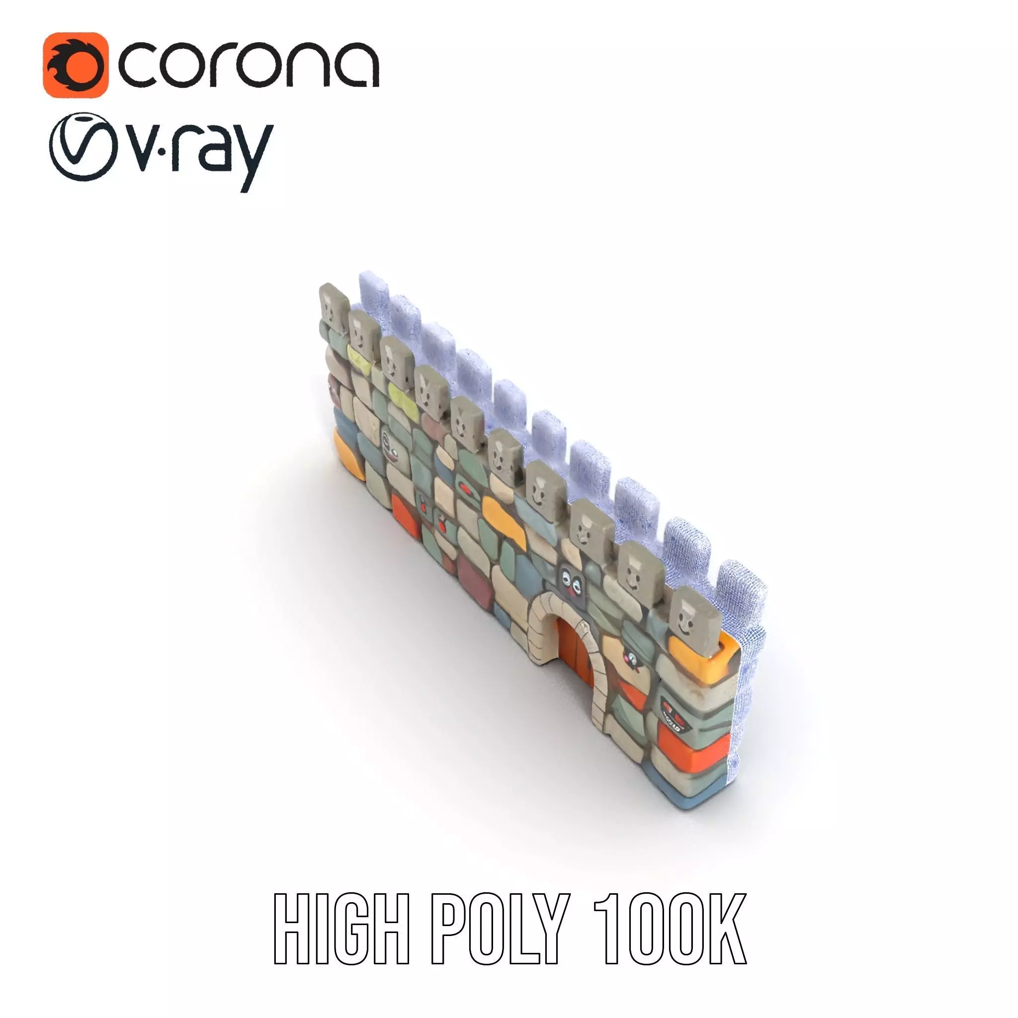 Cheerful Stone Wall model pack Low-poly 3D model_34