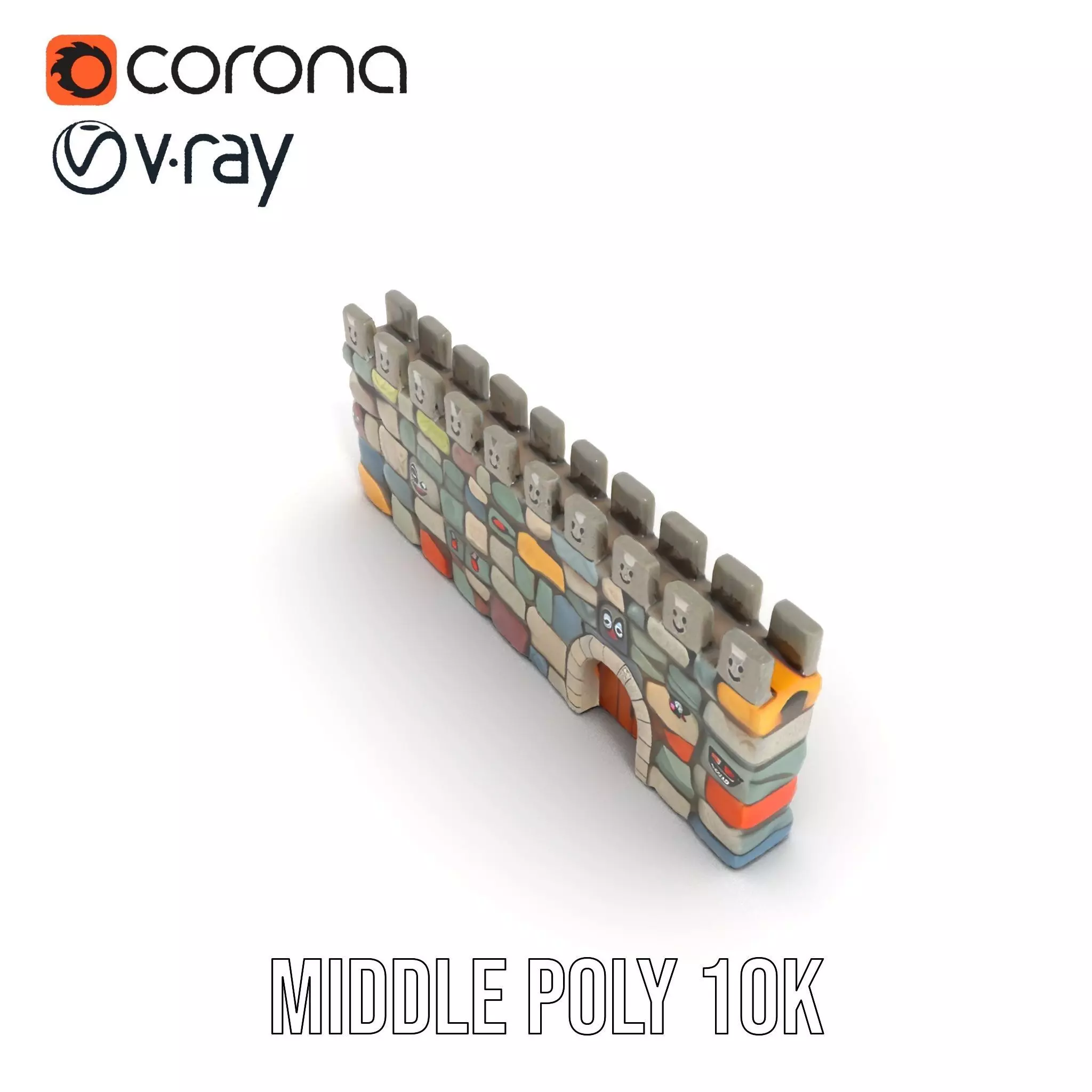 Cheerful Stone Wall model pack Low-poly 3D model_6