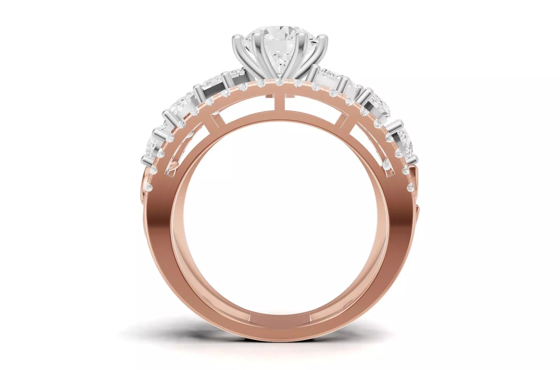 Stackable Pointer Engagement Band with Multi Cut Diamond 3D print model_8