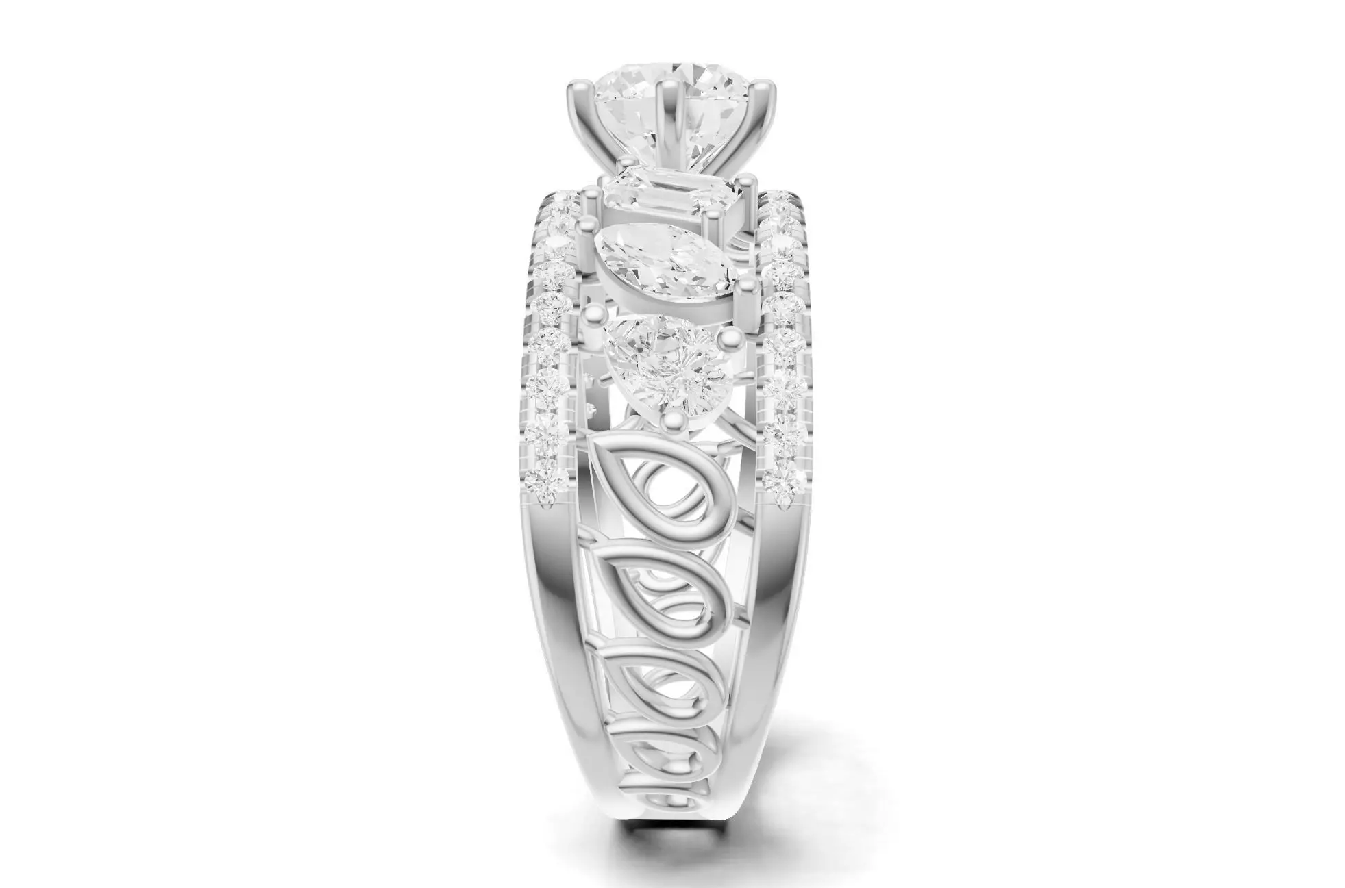 Stackable Pointer Engagement Band with Multi Cut Diamond 3D print model_10