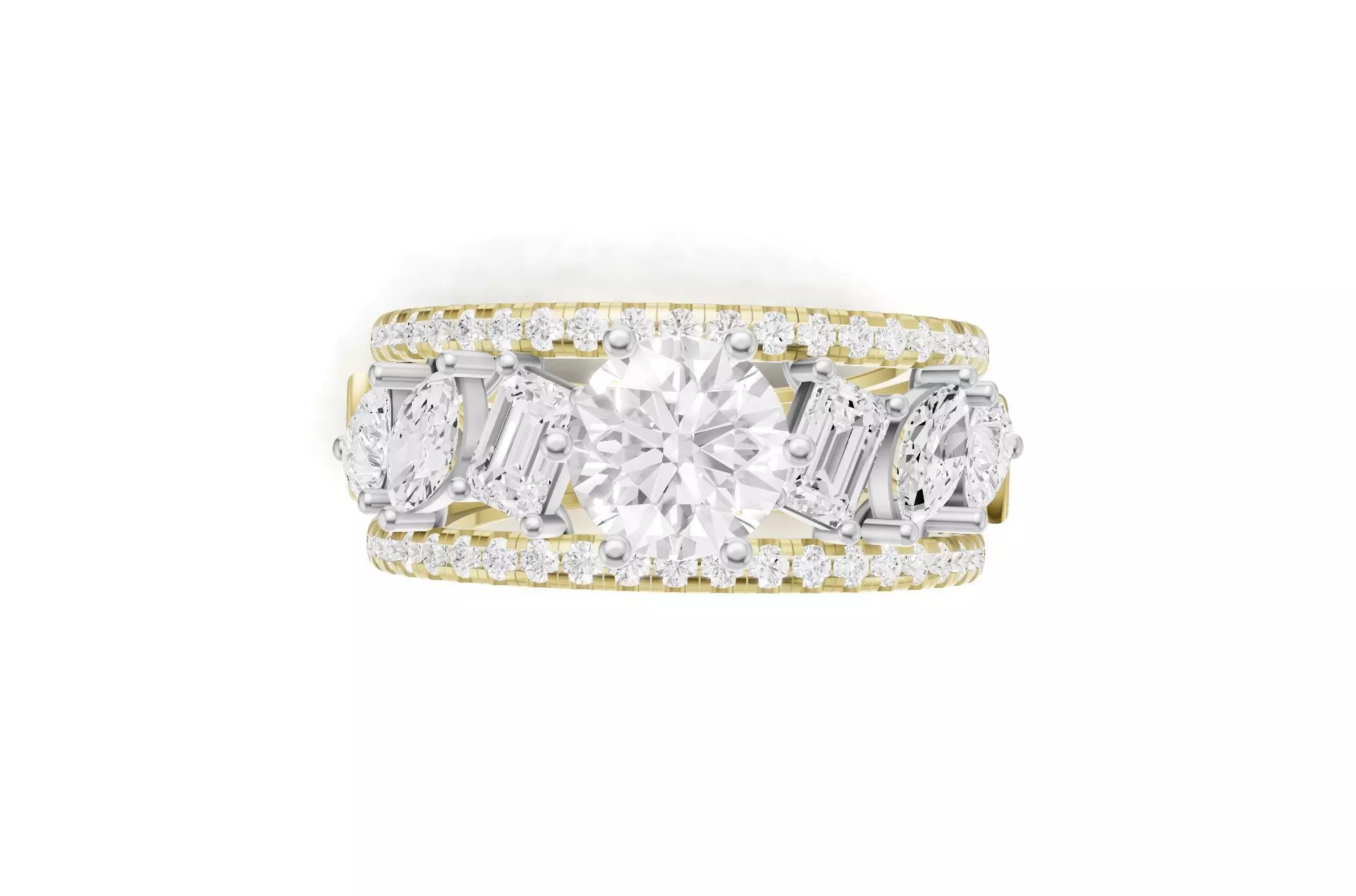 Stackable Pointer Engagement Band with Multi Cut Diamond 3D print model_4