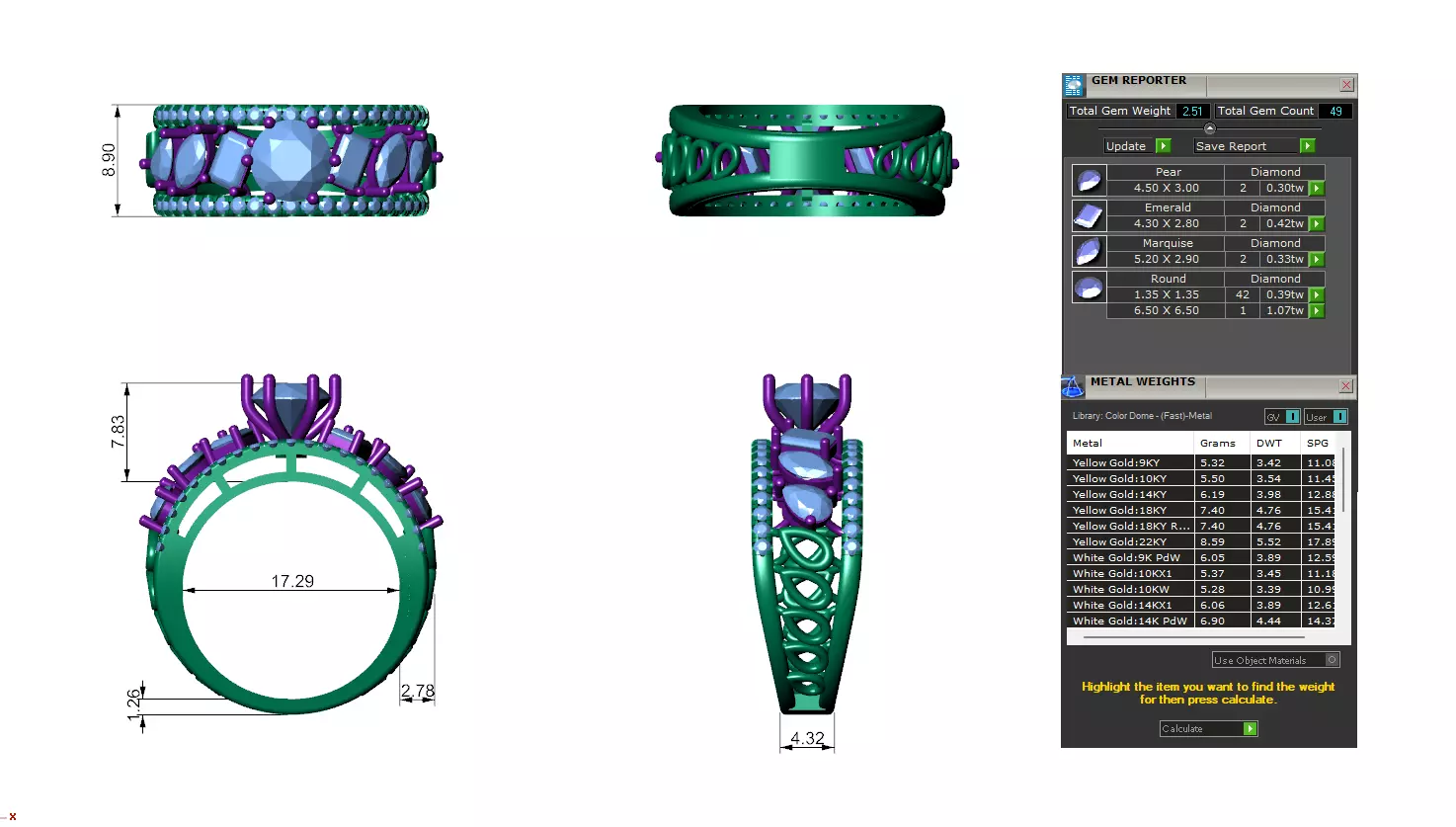 Stackable Pointer Engagement Band with Multi Cut Diamond 3D print model_3