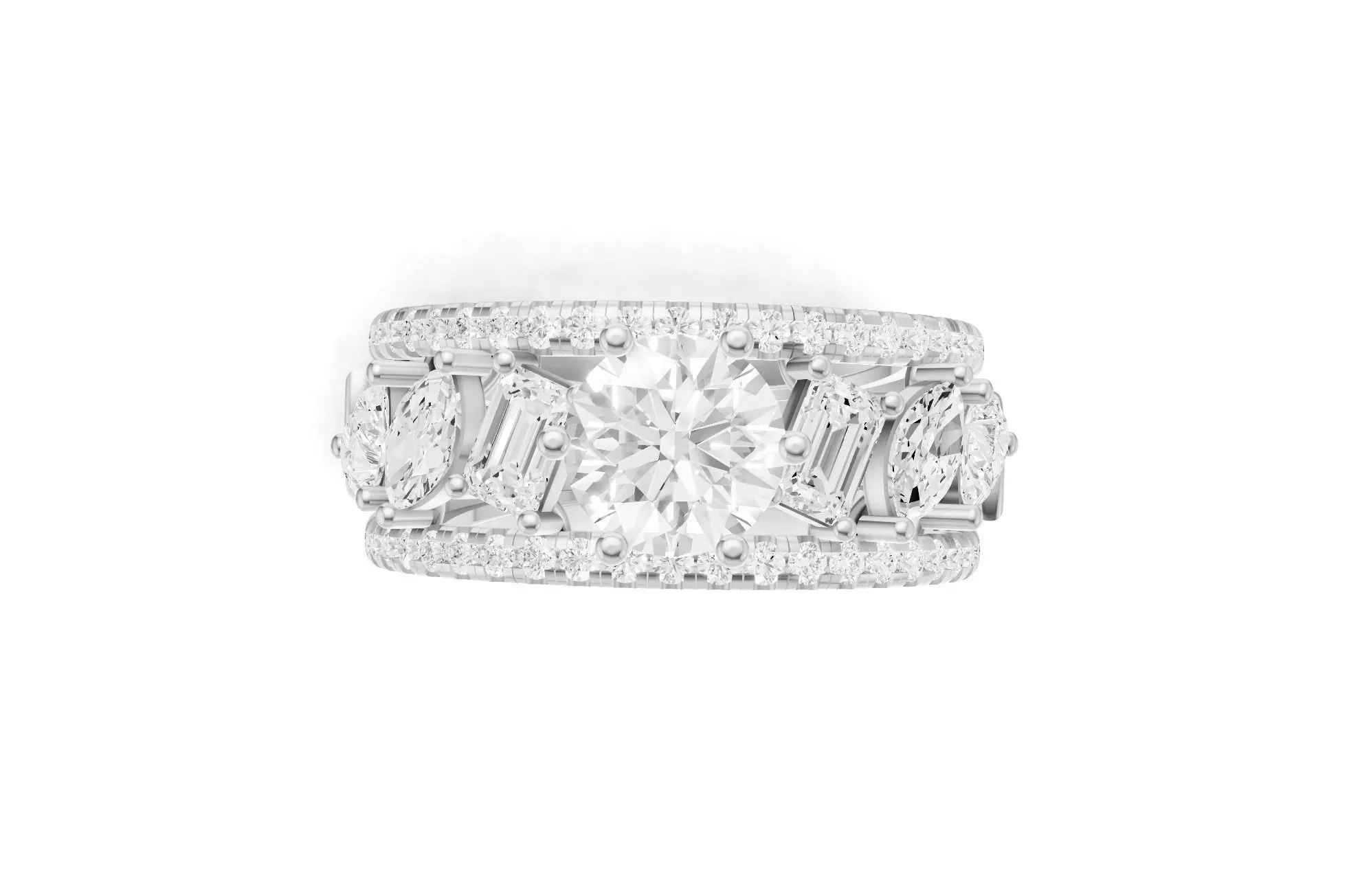 Stackable Pointer Engagement Band with Multi Cut Diamond 3D print model_5