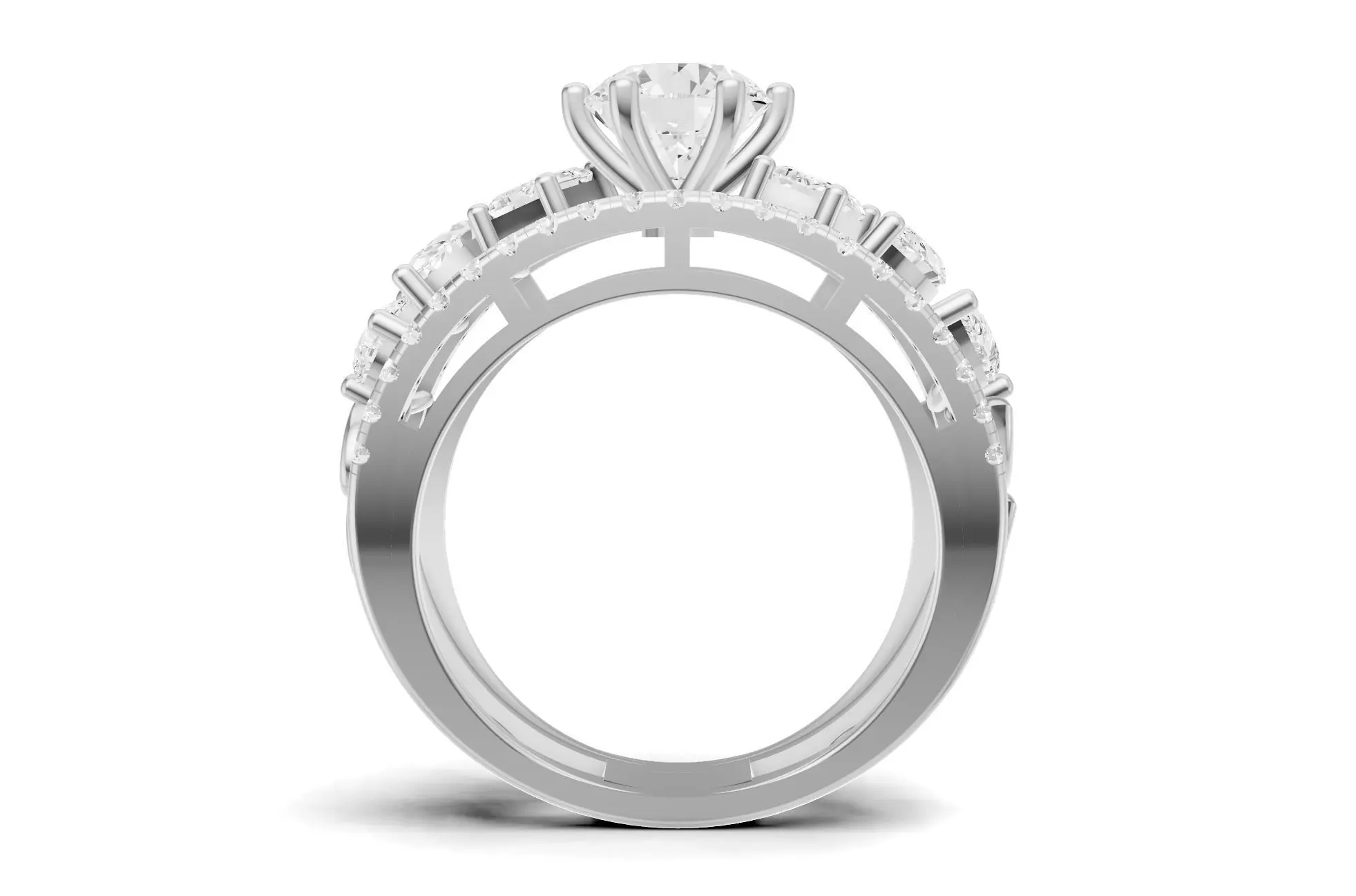 Stackable Pointer Engagement Band with Multi Cut Diamond 3D print model_9