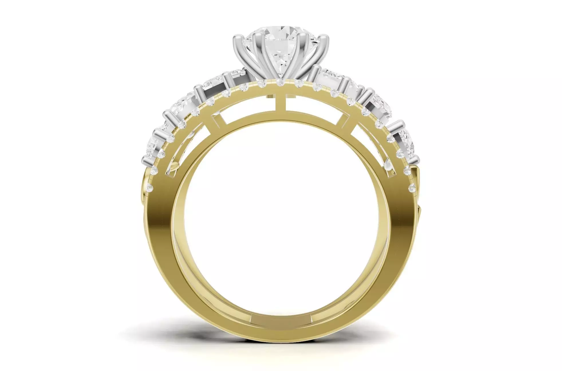 Stackable Pointer Engagement Band with Multi Cut Diamond 3D print model_7