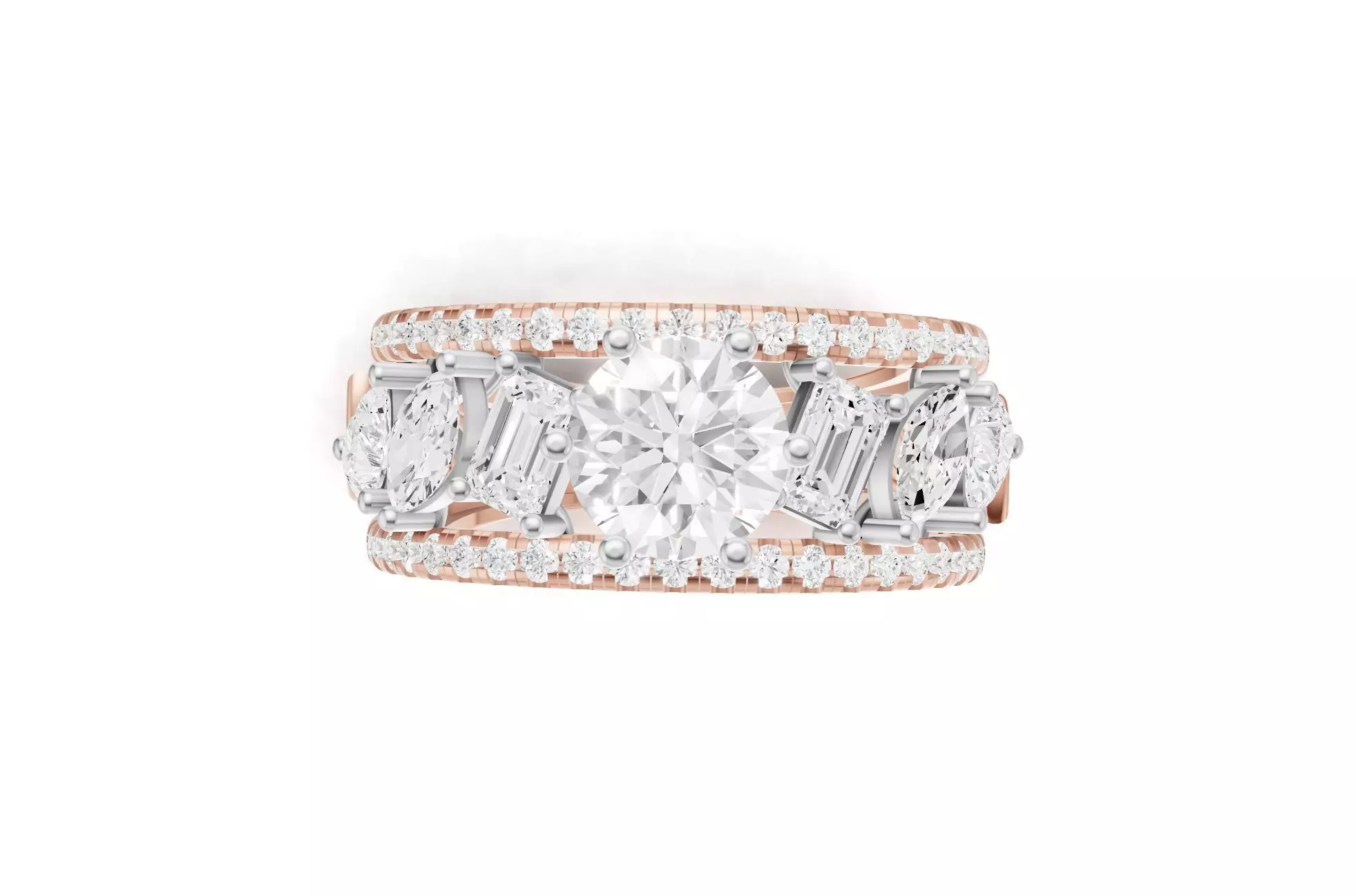 Stackable Pointer Engagement Band with Multi Cut Diamond 3D print model_6