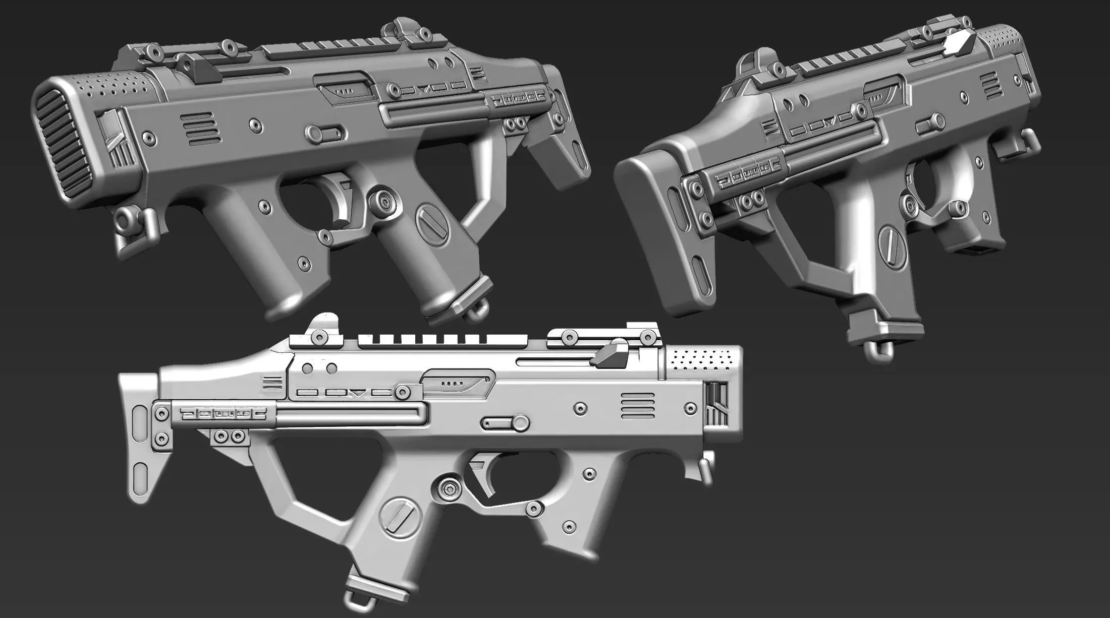 3D Printable Sci-Fi Weapon Part 13 3D model_3