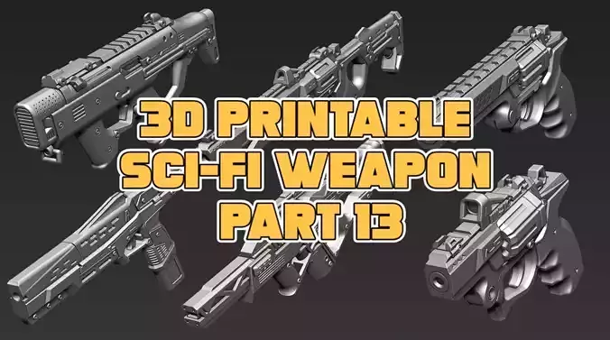 3D Printable Sci-Fi Weapon Part 13 3D model