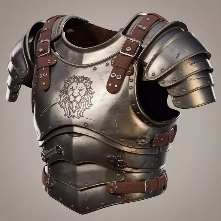 Lionheart Armor Medieval Plate Armor Embossed Crest Low-poly 3D model_0