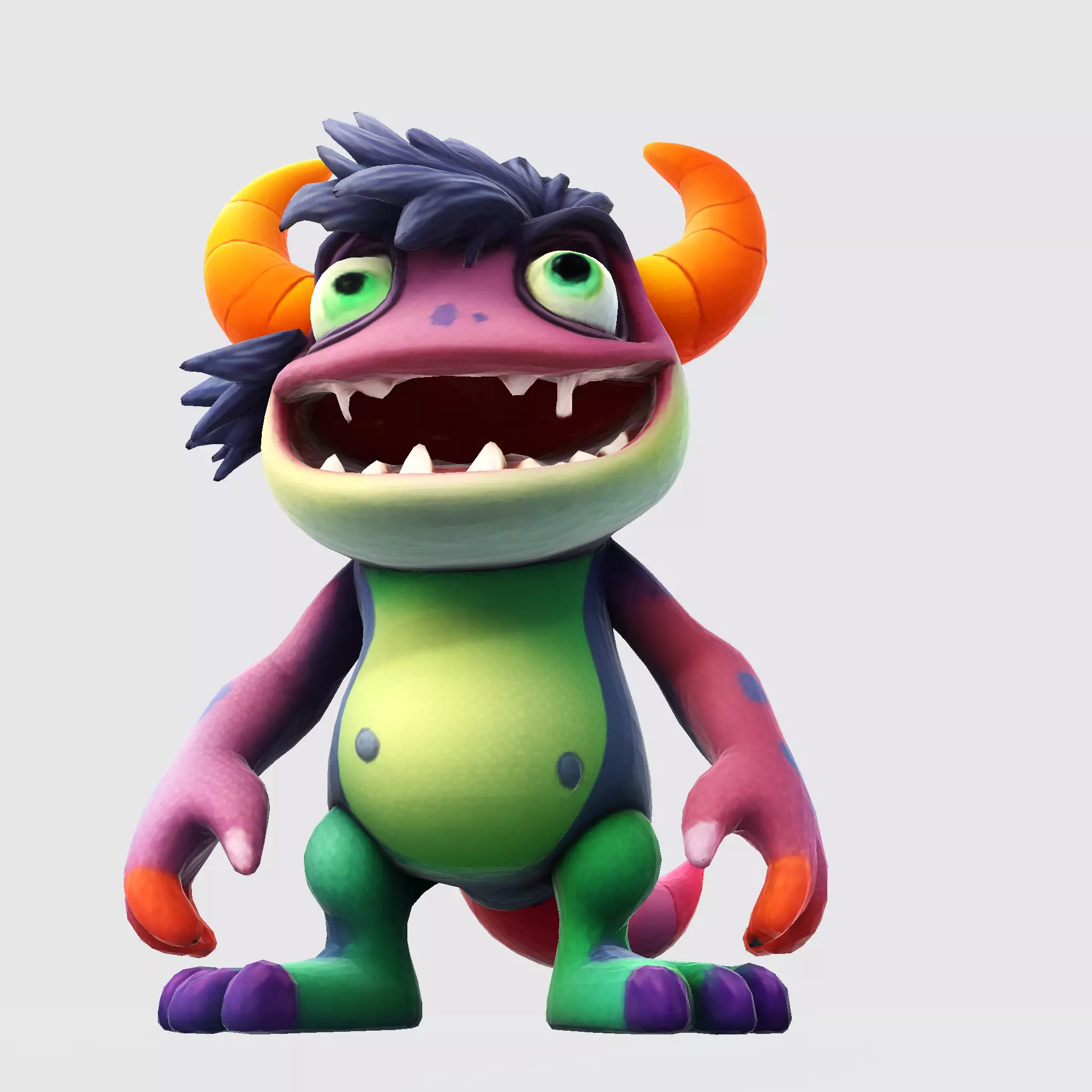 Cartoon Monster Hero Stylized 3D Character for Print 3D print model_5