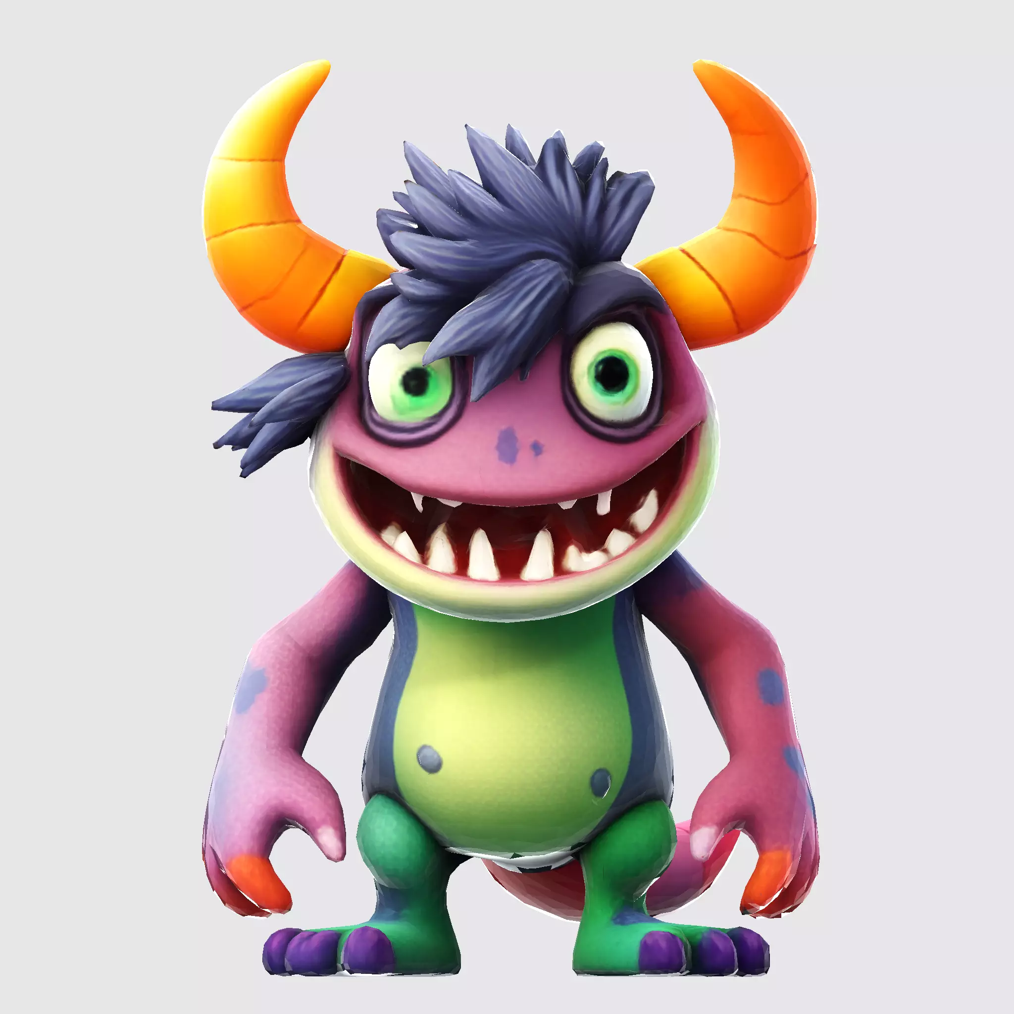 Cartoon Monster Hero Stylized 3D Character for Print 3D print model_13