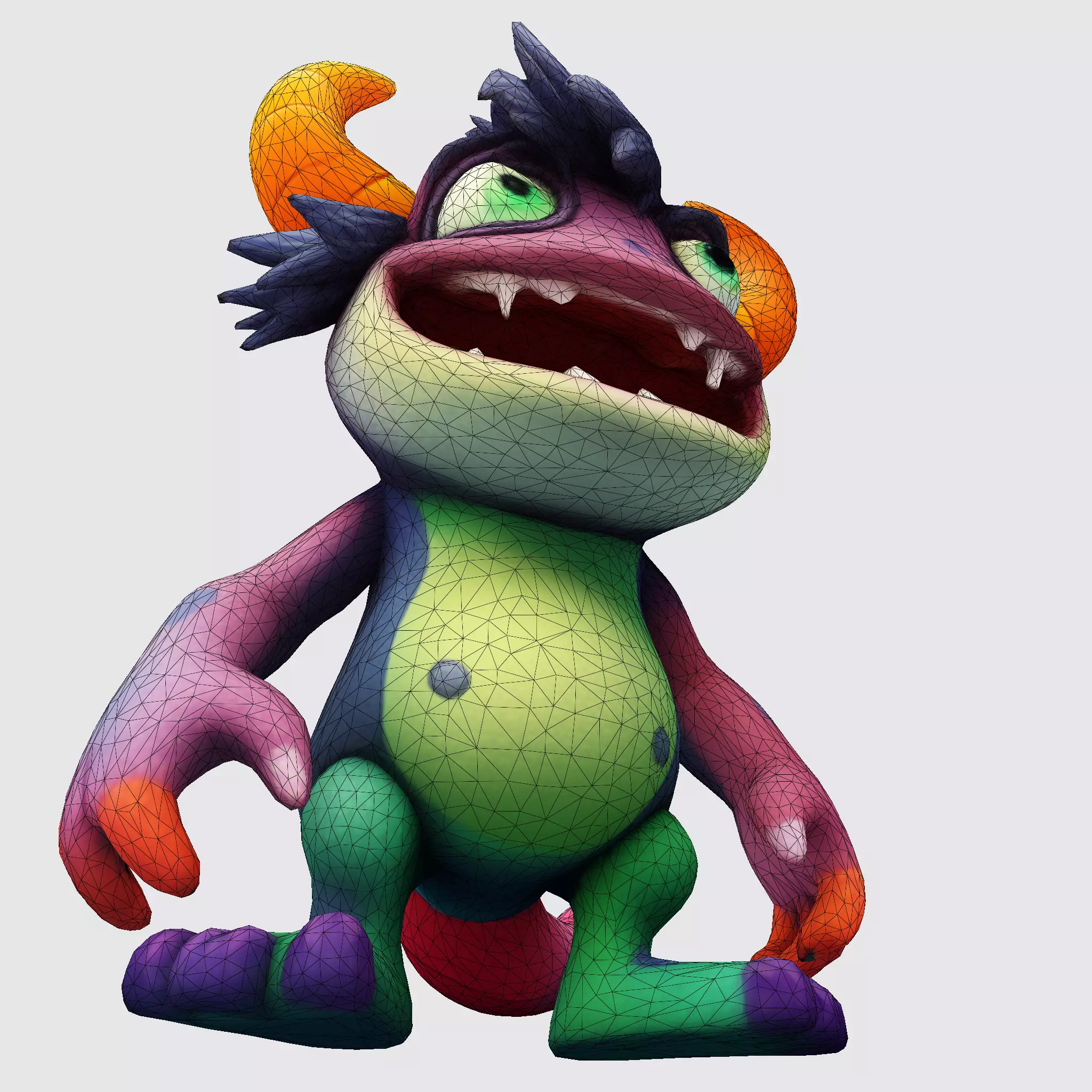 Cartoon Monster Hero Stylized 3D Character for Print 3D print model_9