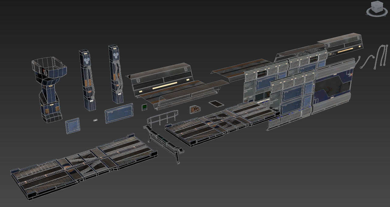 SciFi Modular Panels and Elements Low-poly 3D model_5