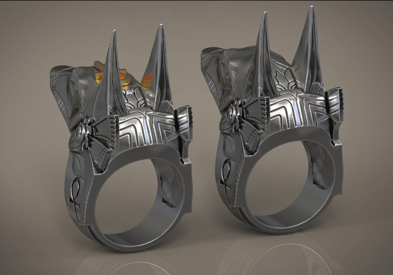 Anubis ring Stargate Egyptian deity  Ankh STL for 3d printing 3D print model_2