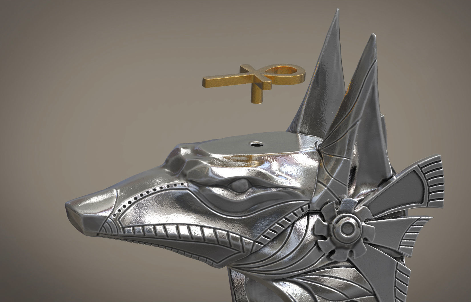 Anubis ring Stargate Egyptian deity  Ankh STL for 3d printing 3D print model_6