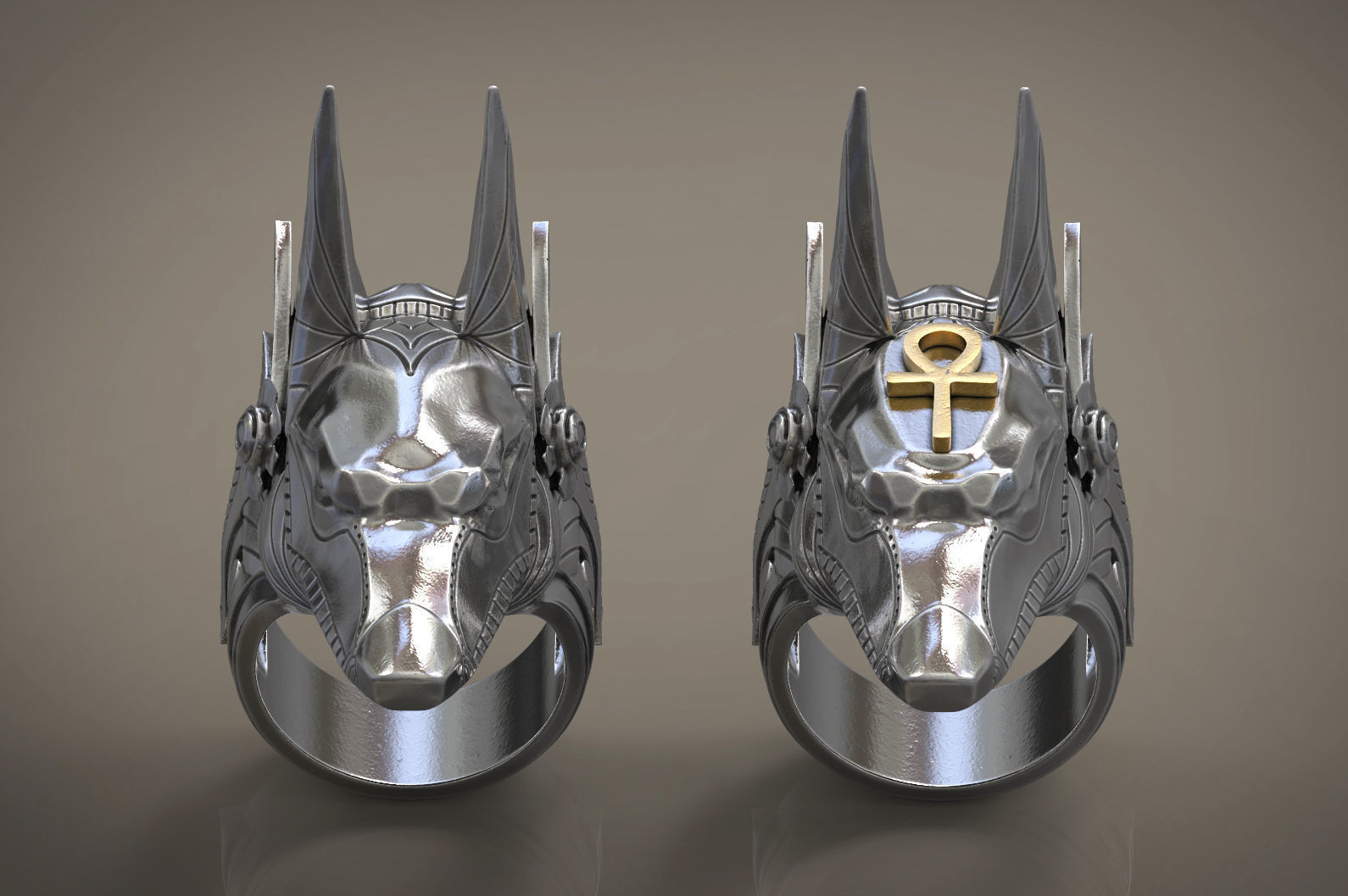 Anubis ring Stargate Egyptian deity  Ankh STL for 3d printing 3D print model_5