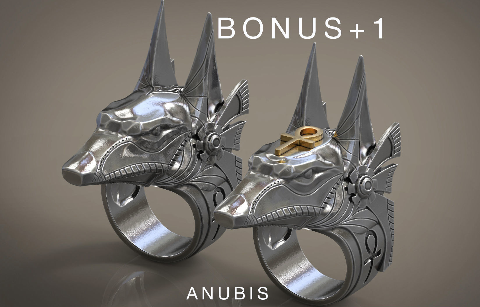 Anubis ring Stargate Egyptian deity  Ankh STL for 3d printing 3D print model_1