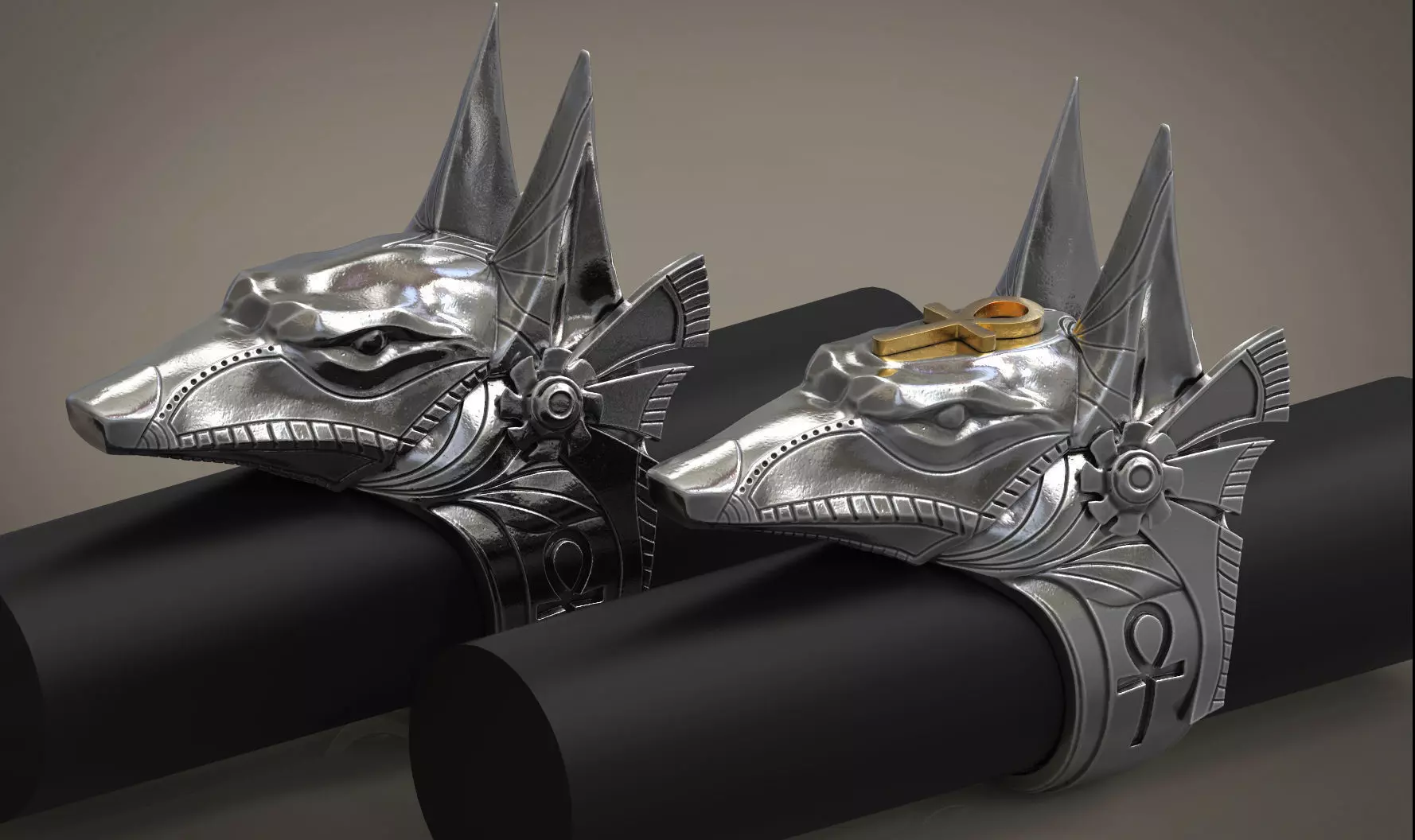 Anubis ring Stargate Egyptian deity  Ankh STL for 3d printing 3D print model_0