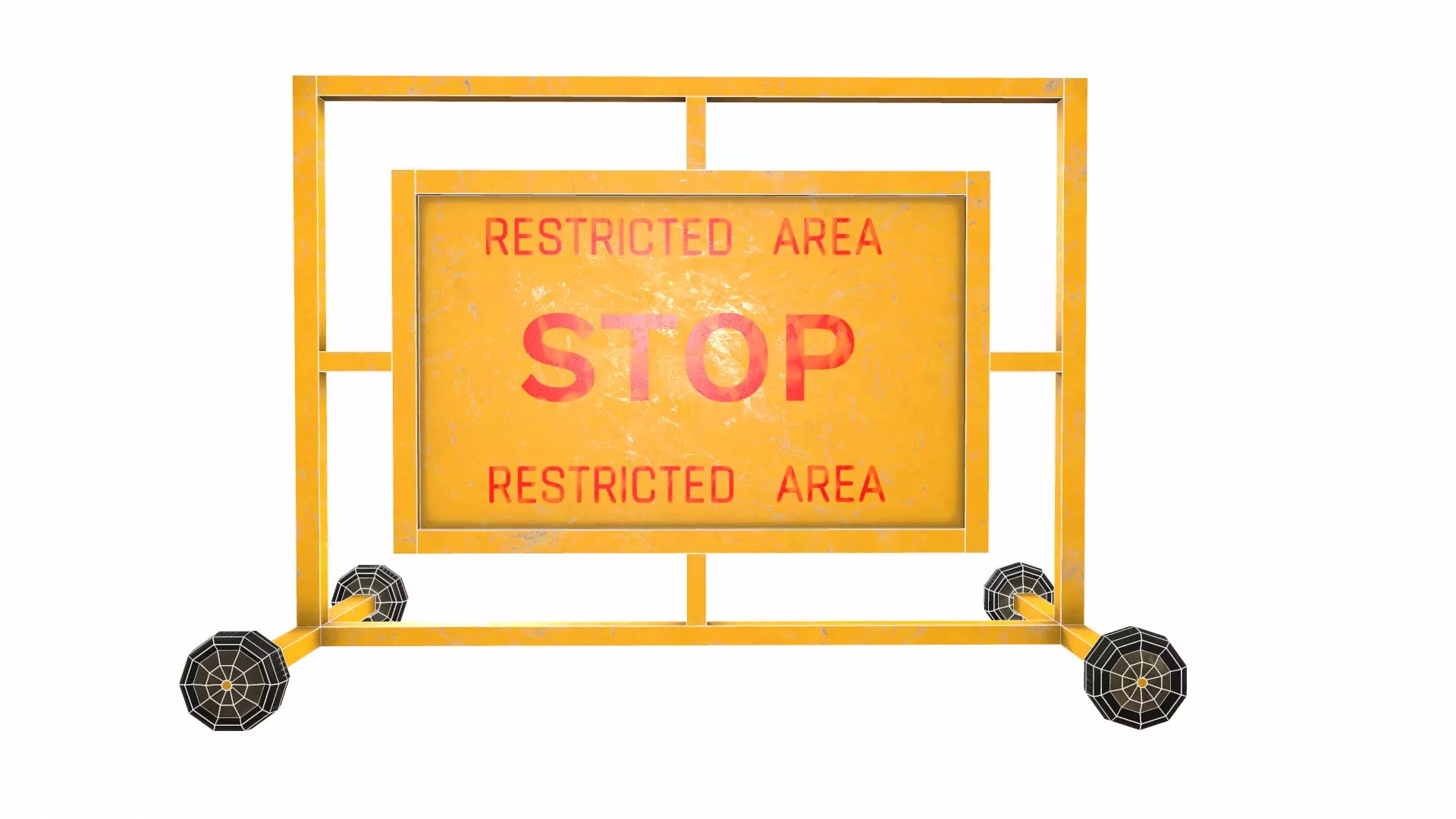 Stop Barricade Low Poly Low-poly 3D model_27