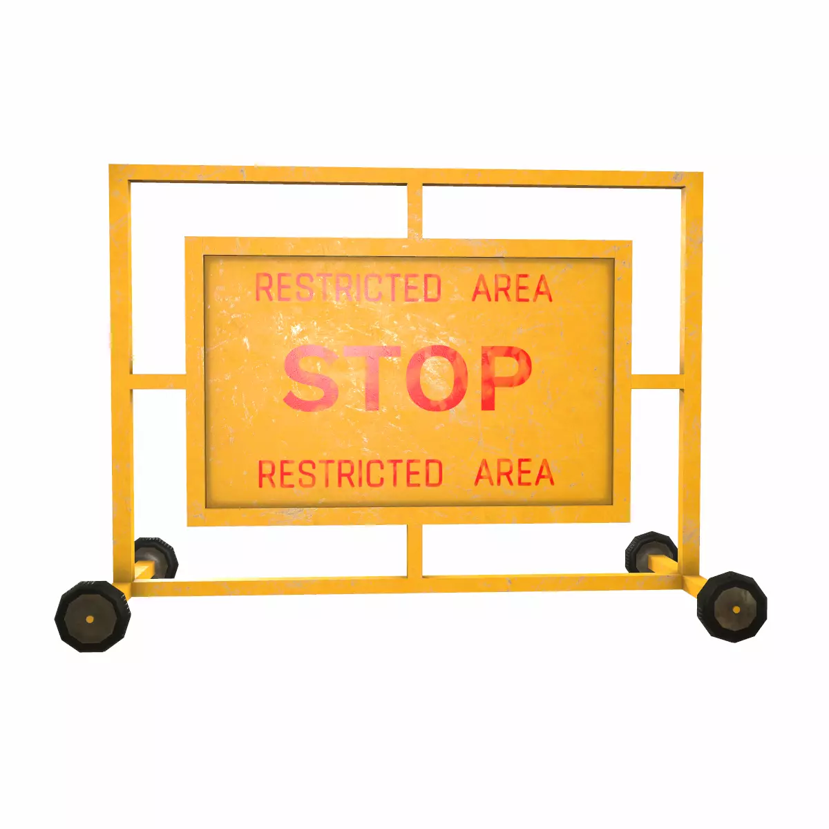 Stop Barricade Low Poly Low-poly 3D model_4