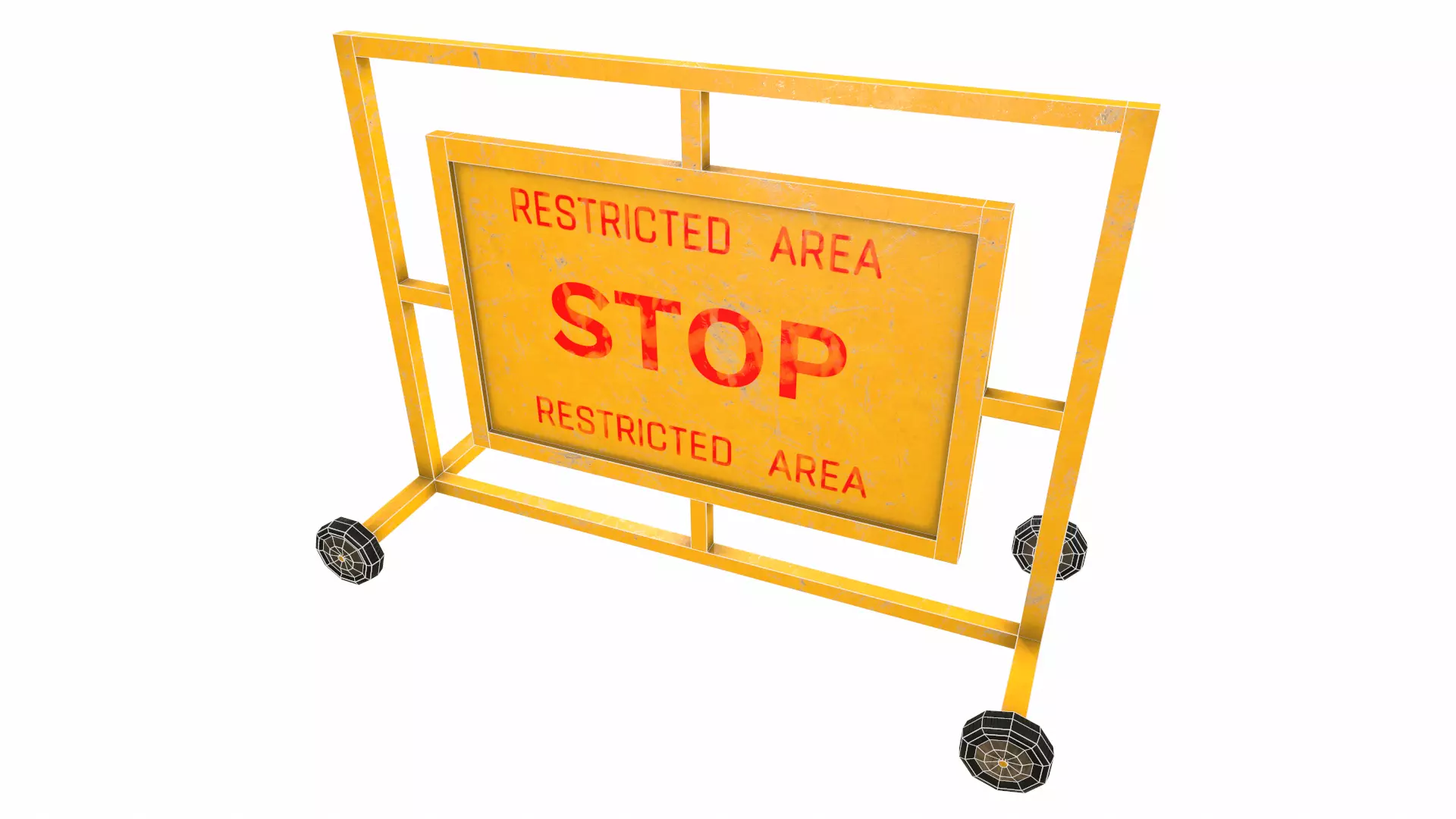 Stop Barricade Low Poly Low-poly 3D model_25