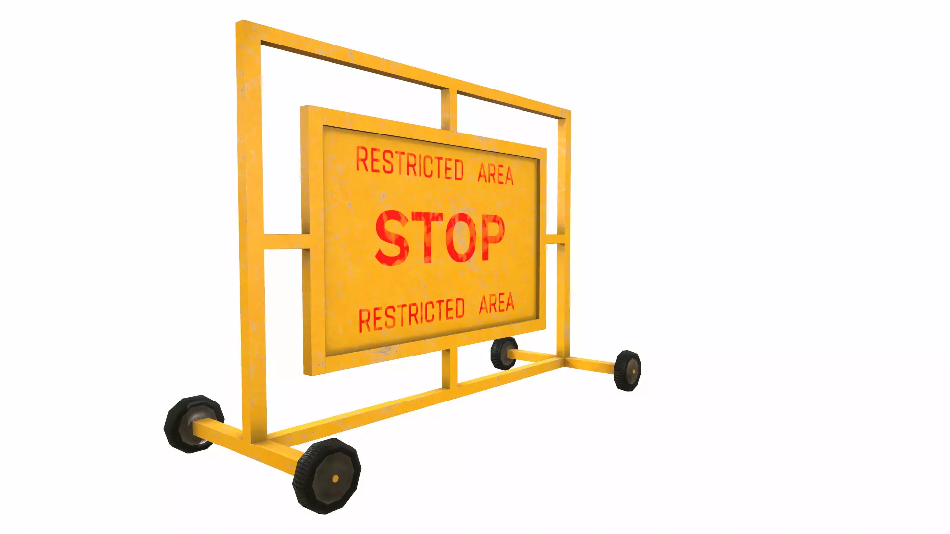 Stop Barricade Low Poly Low-poly 3D model_8